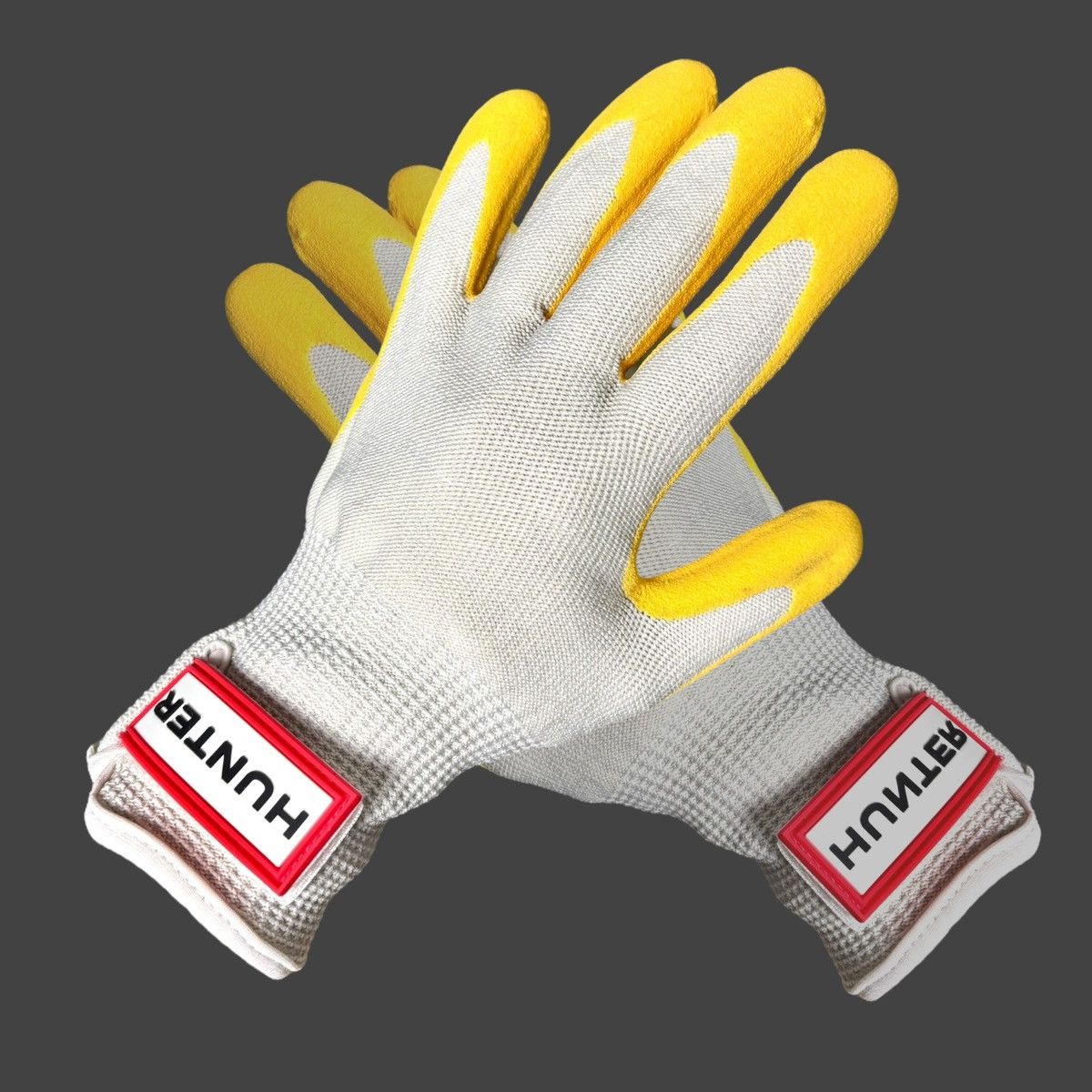 Hunter Hunter Rubberized Logo Work Gloves Yellow Red Sz S/M Unisex Size ONE SIZE - 1 Thumbnail