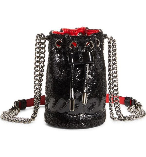 Christian Louboutin Mini Marie Jane Patent Leather Bucket Bag Handbag Bag Black