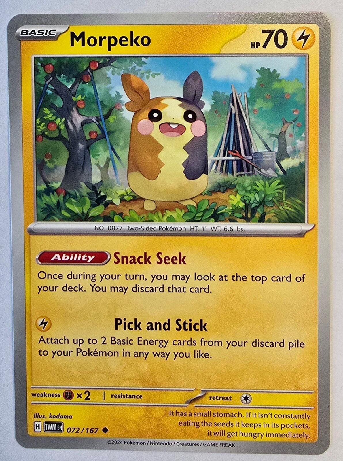 Pokemon Morpeko card from the Pokémon Twilight Masquerade Size ONE SIZE - 1 Thumbnail