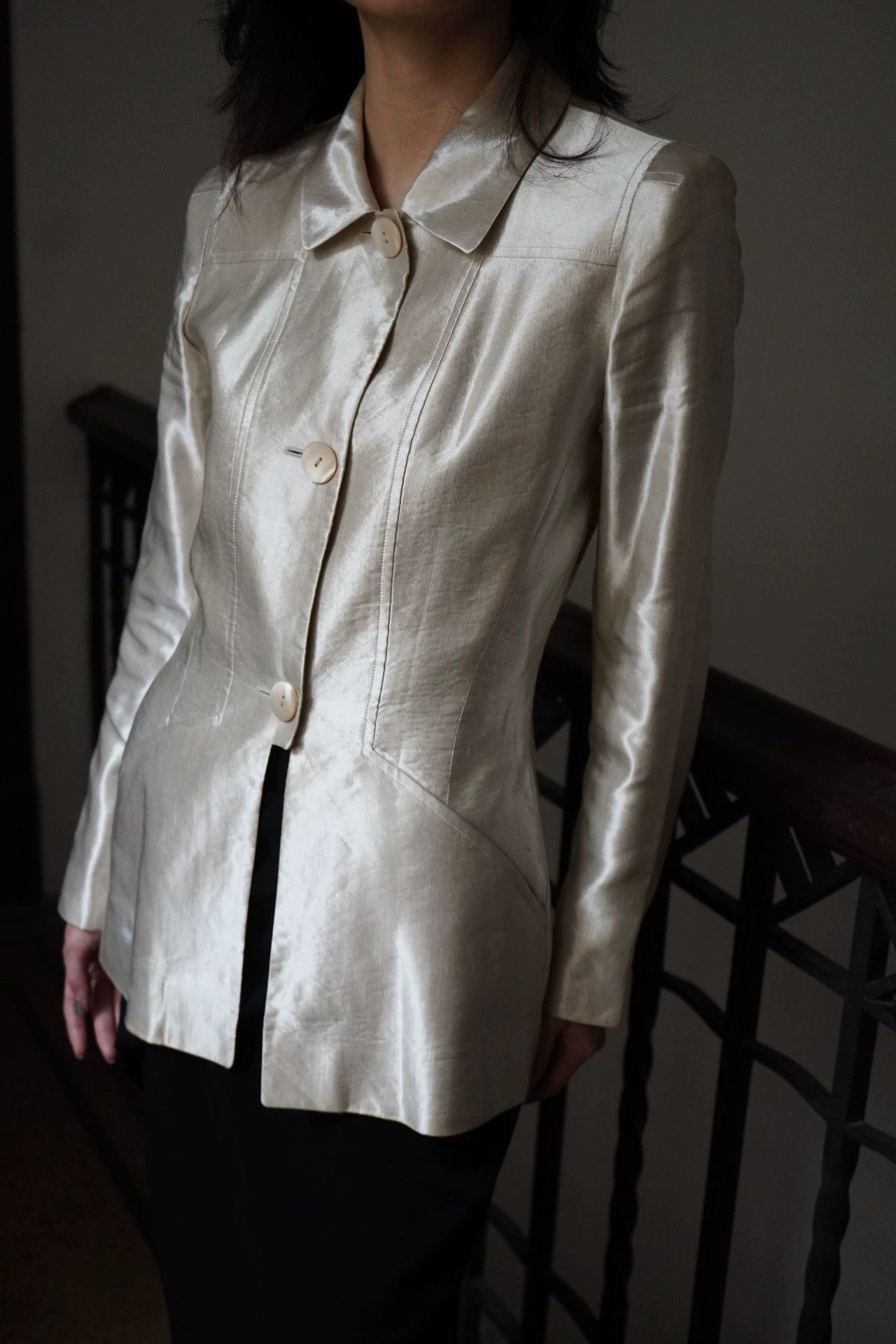 Kenzo Kenzo 1990s Lustrous Pearl White Tailored Jacket Size S Size S / US 4 / IT 40 - 8 Thumbnail