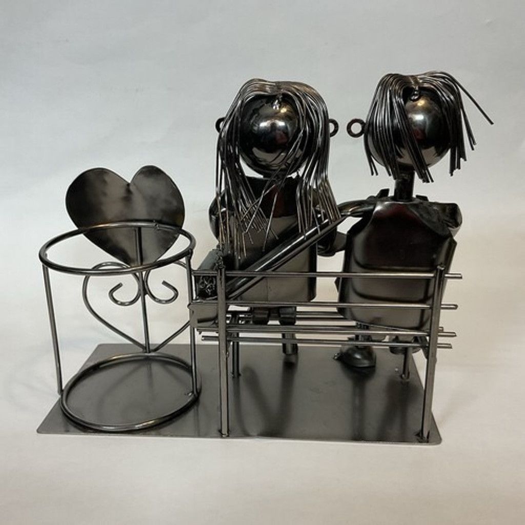 Other Statue Love Couple On The Bench Wine Bottle/Candle Holder Size ONE SIZE - 19 Thumbnail