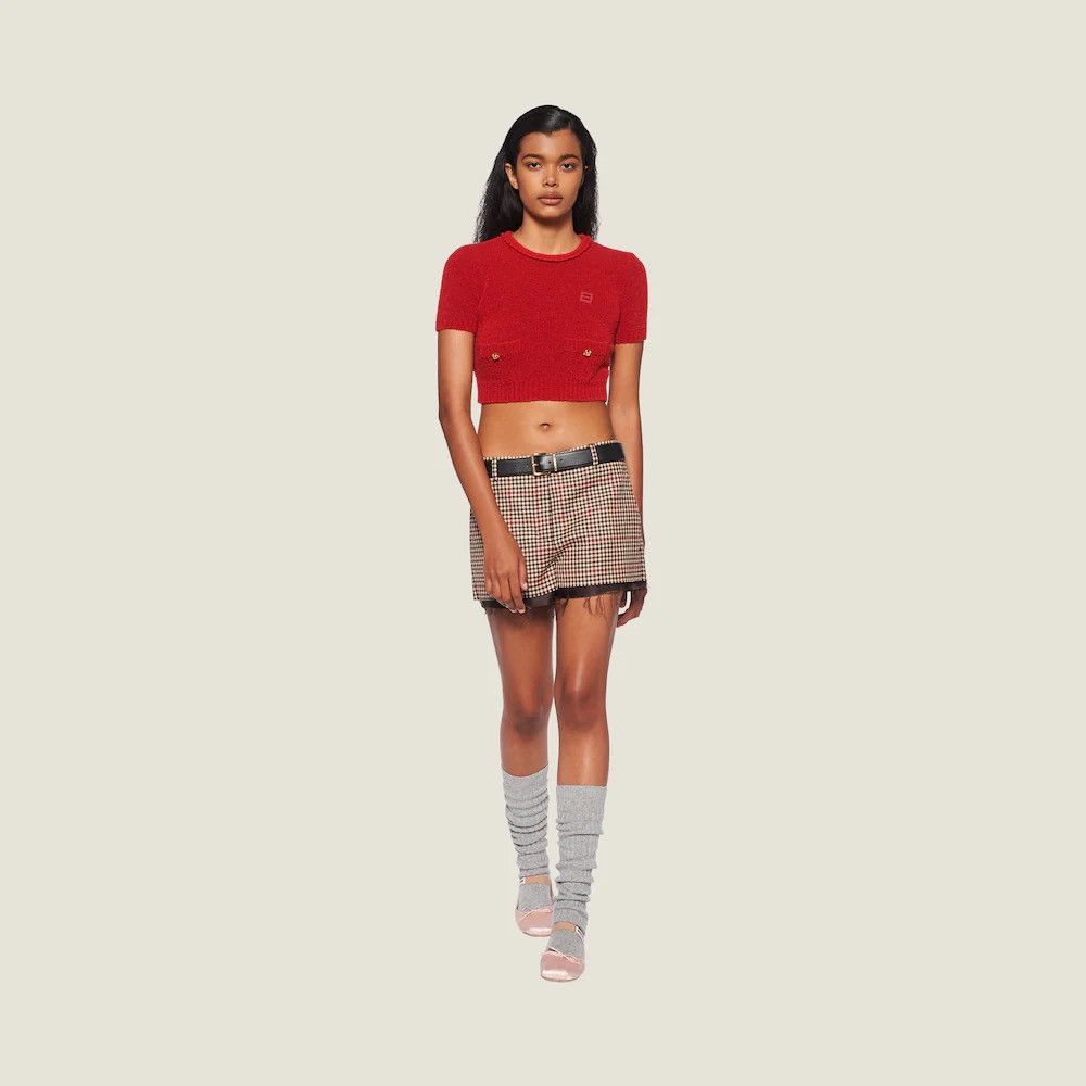 Miu Miu MIU MIU Red Knit Pull Over Short Sleeve Wool Sweater Top Size XS / US 0-2 / IT 36-38 - 1 Thumbnail
