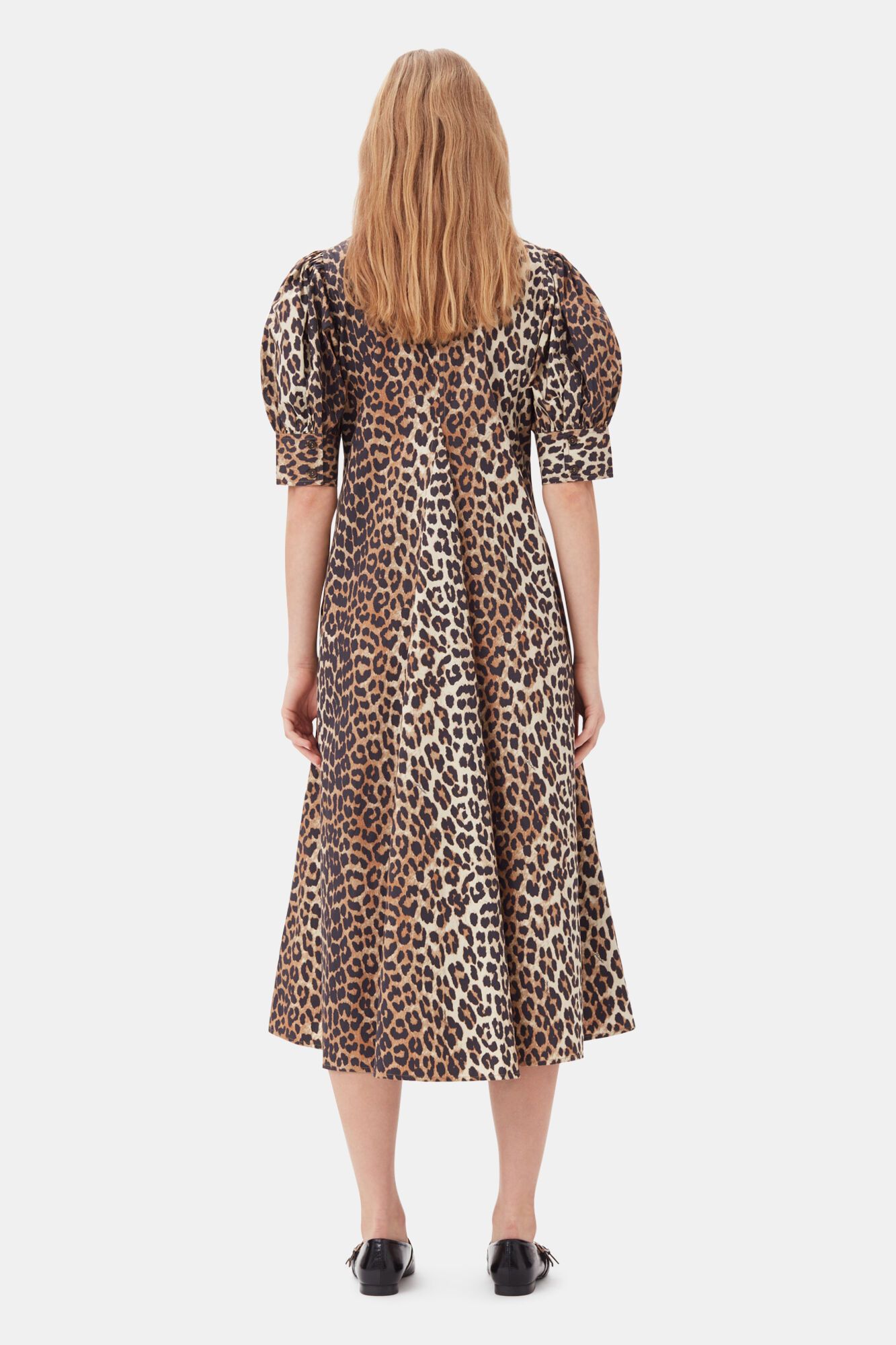 Ganni o1s22i1n0525 Leopard Print Poplin Dress in Leopard Size XS / US 0-2 / IT 36-38 - 3 Thumbnail