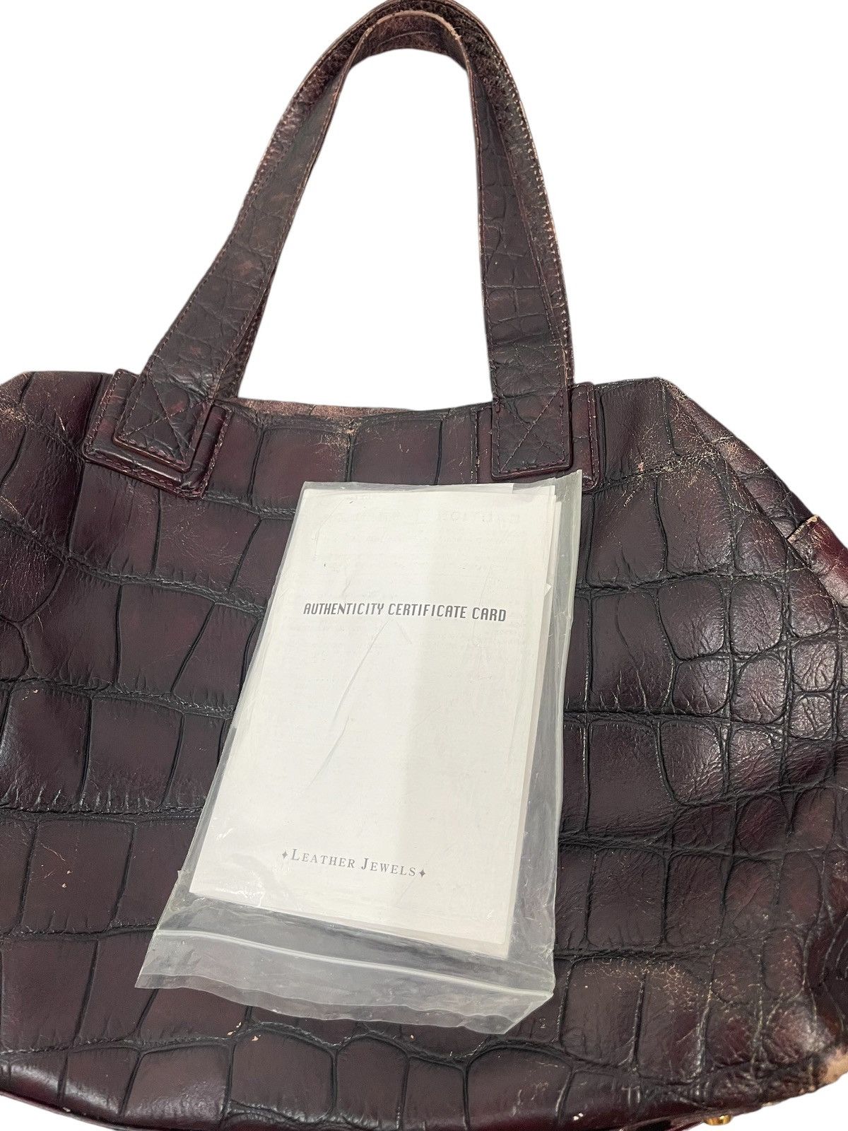 Genuine Leather Crocodile Embossed Patina Leather Jewels Shoulder Bag 1🟩1 Size ONE SIZE - 5 Thumbnail
