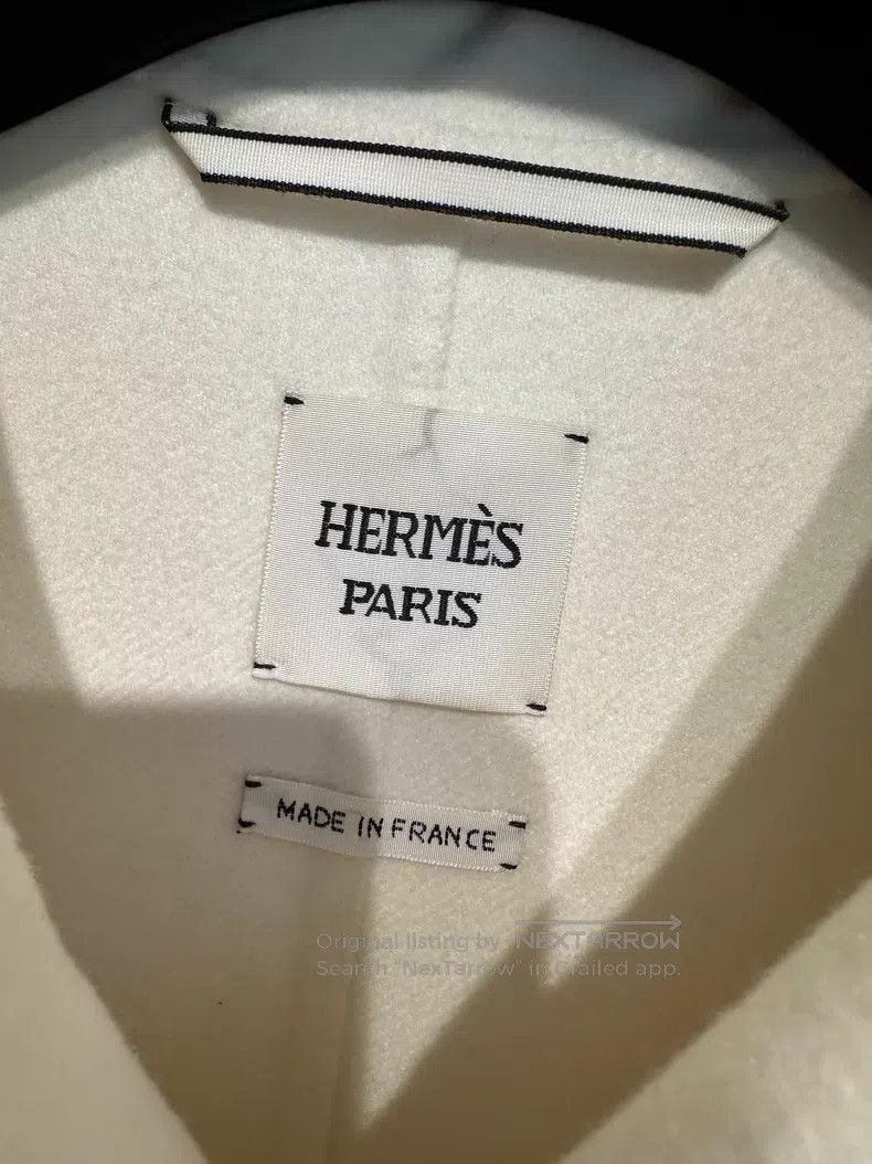 Hermes Hermes White Lapel Zip-up Loose Cashmere Coat Size XXS / US 00 / IT 34 - 2 Thumbnail