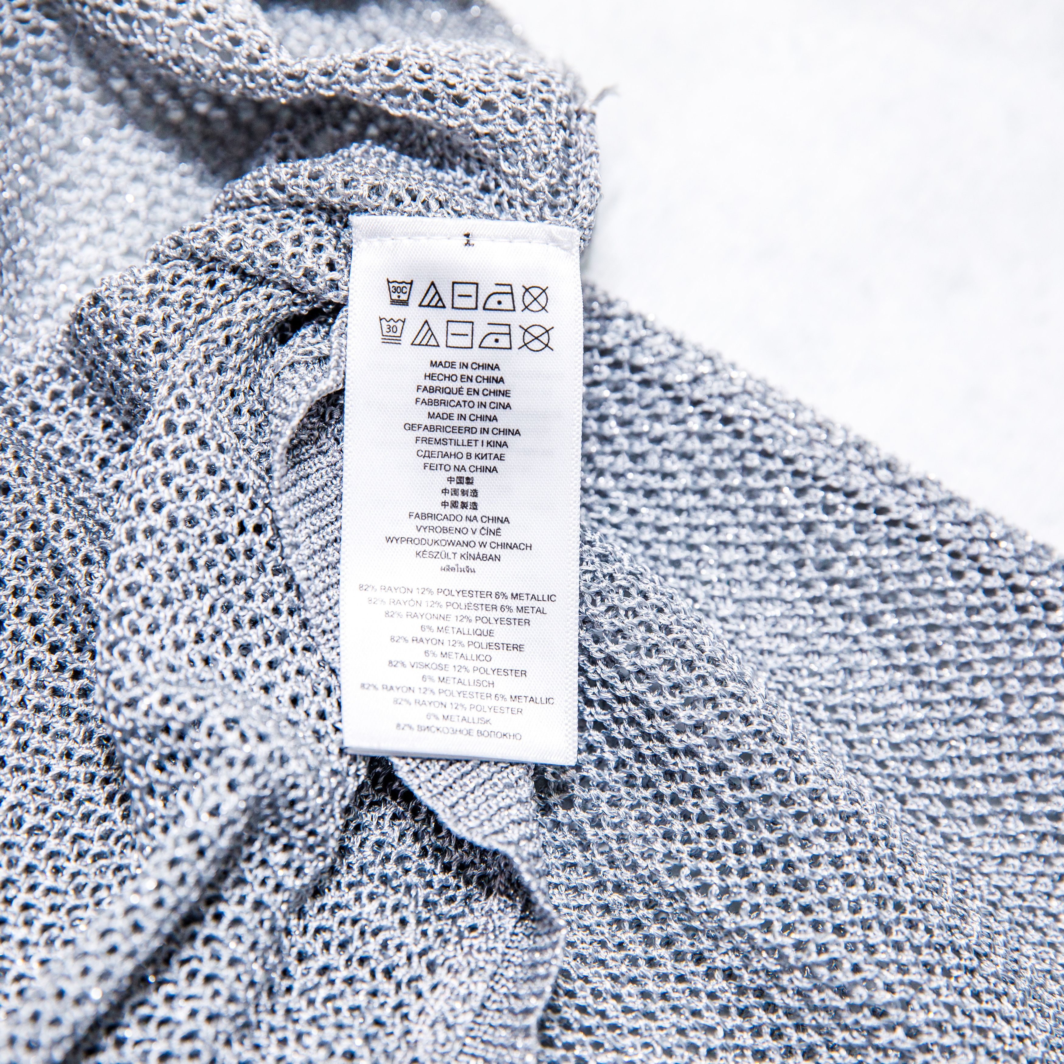 Michael Kors Michael Kors Crochet Metallic Silver Grey Top Rayon Size S / US 4 / IT 40 - 9 Thumbnail