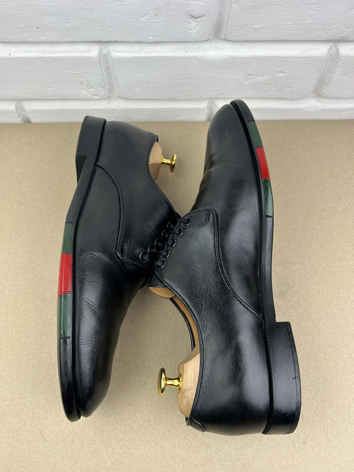 Gucci GUCCI Derby Leather Shoes Lace Up Web Stripe Black Men’s Size US 10.5 / EU 43-44 - 8 Thumbnail