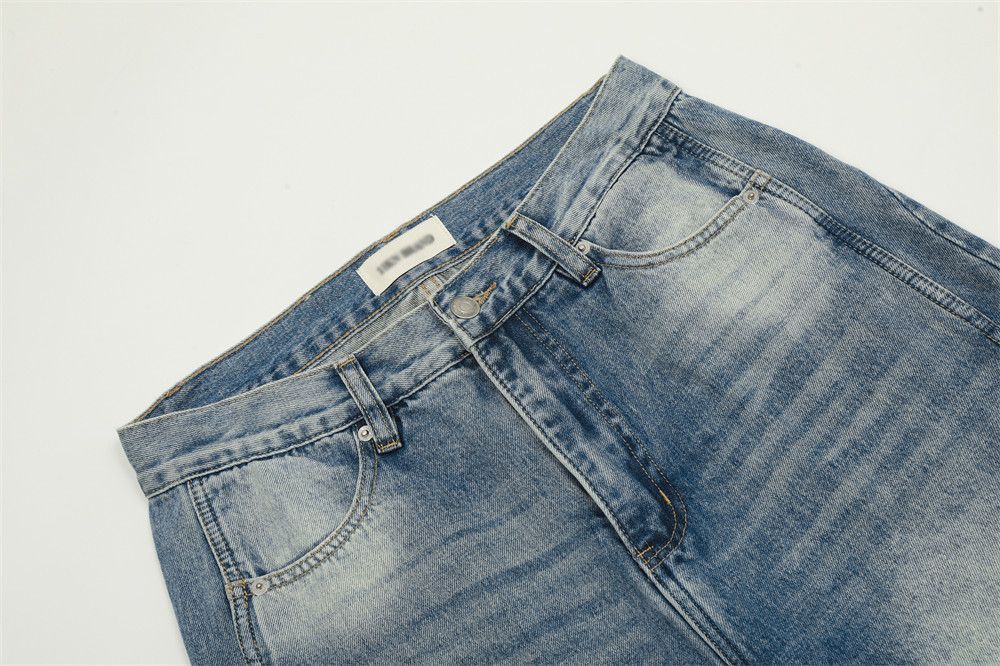 Japanese Brand × Jean Men's punk distressed washed raw edge straight ripped jeans Size US 32 / EU 48 - 4 Thumbnail