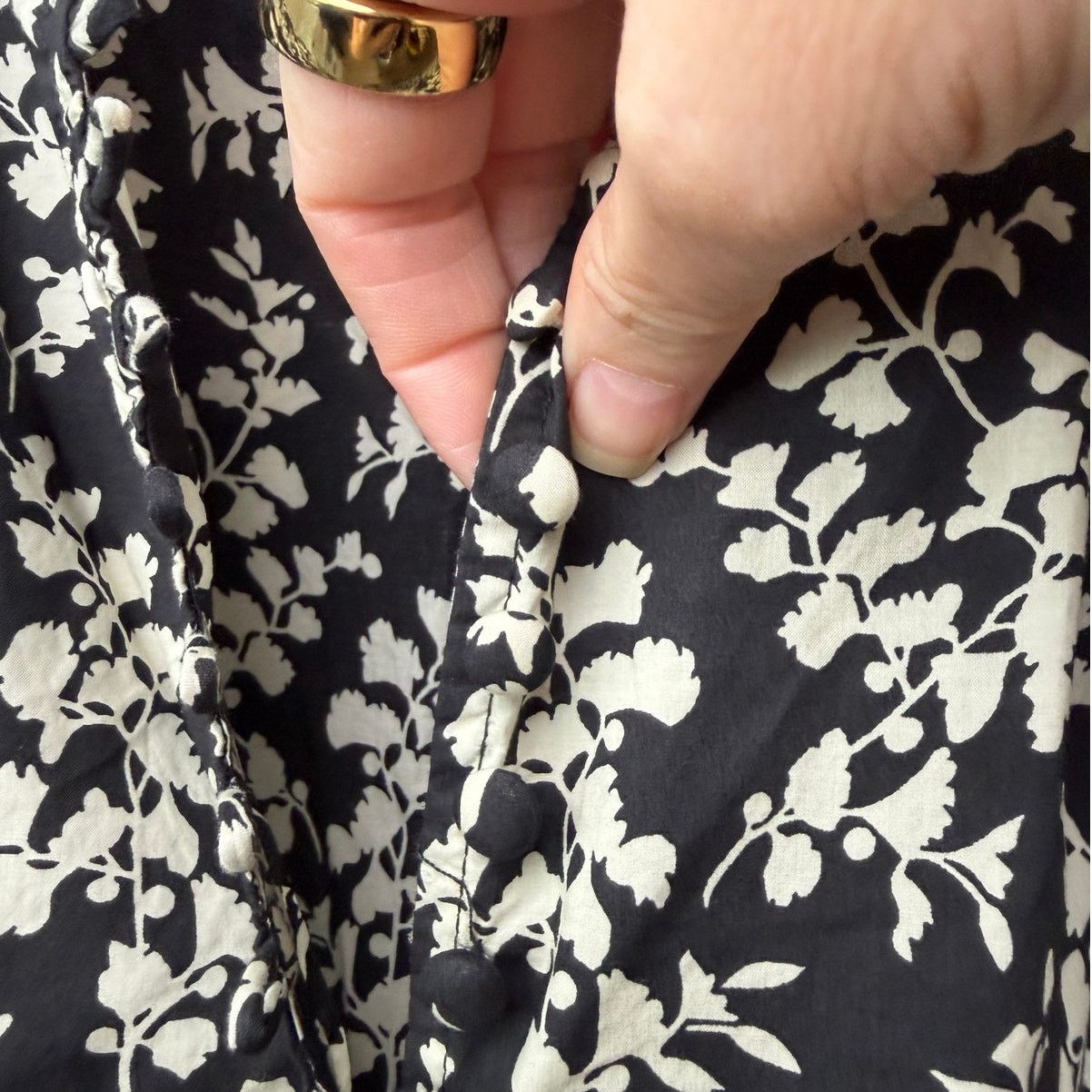 THE GREAT The Great Dress Black Ivory Floral Midi Women Button Front Size XS / US 0-2 / IT 36-38 - 7 Thumbnail
