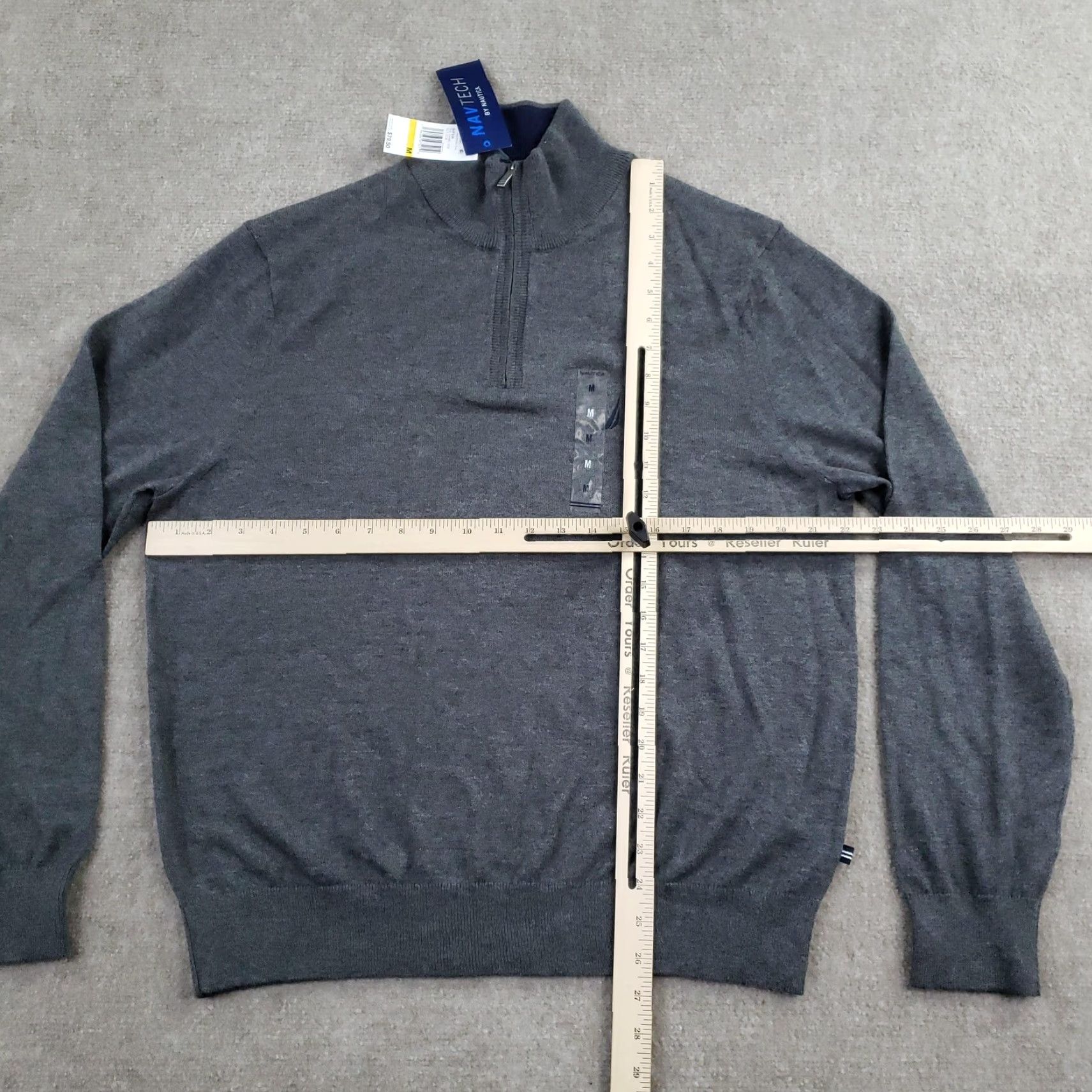 Nautica Nautica Navtech Sweater Mens Medium Gray Quarter Zip Pullover Mock Neck Size US M / EU 48-50 / 2 - 2 Thumbnail
