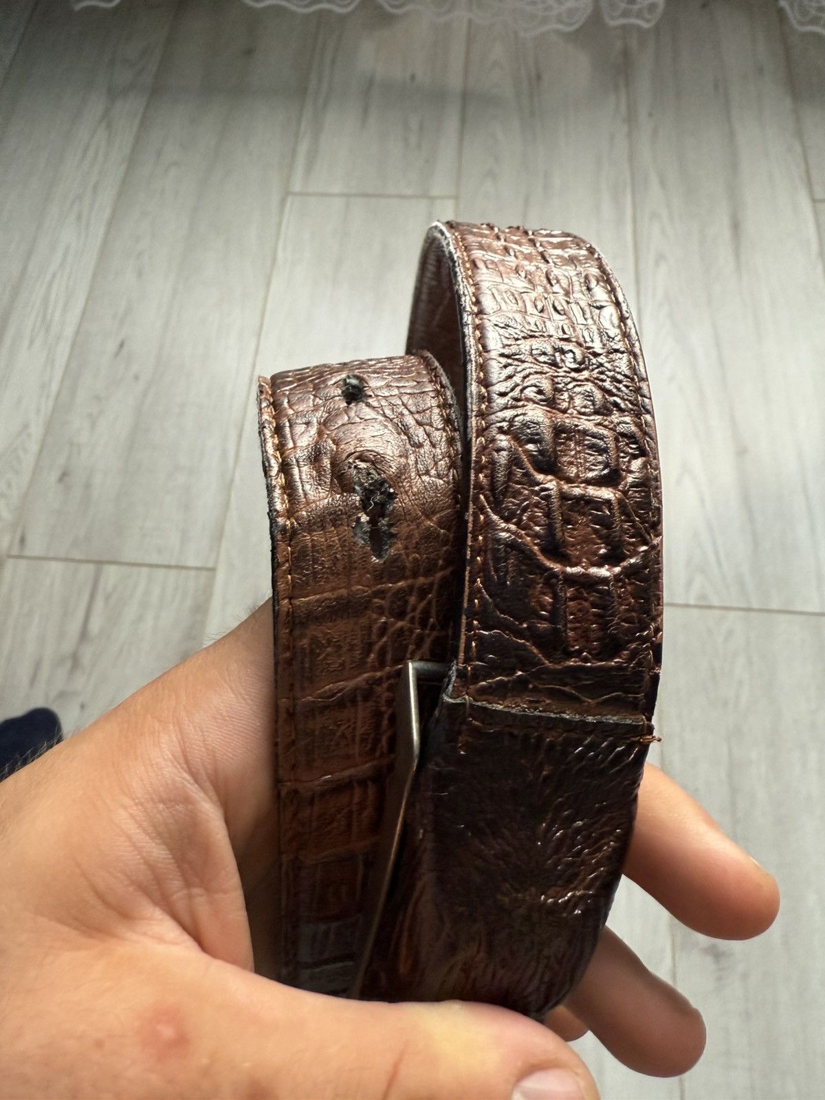 Leather Aligator skin leather belt Size ONE SIZE - 6 Thumbnail