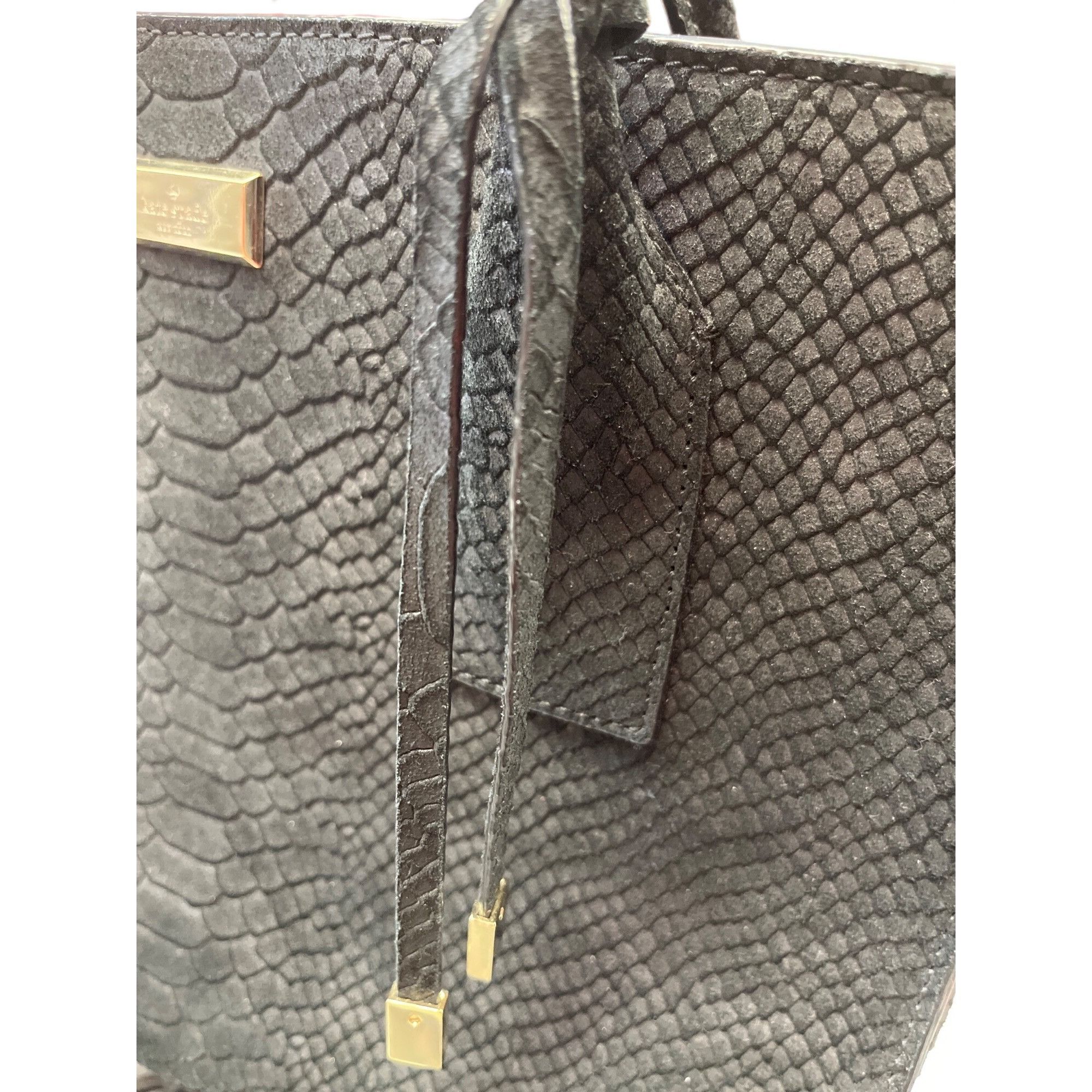 Kate Spade Kate Spade wms blacl leather croc satchel handbag SKU 9883 Size ONE SIZE - 7 Thumbnail