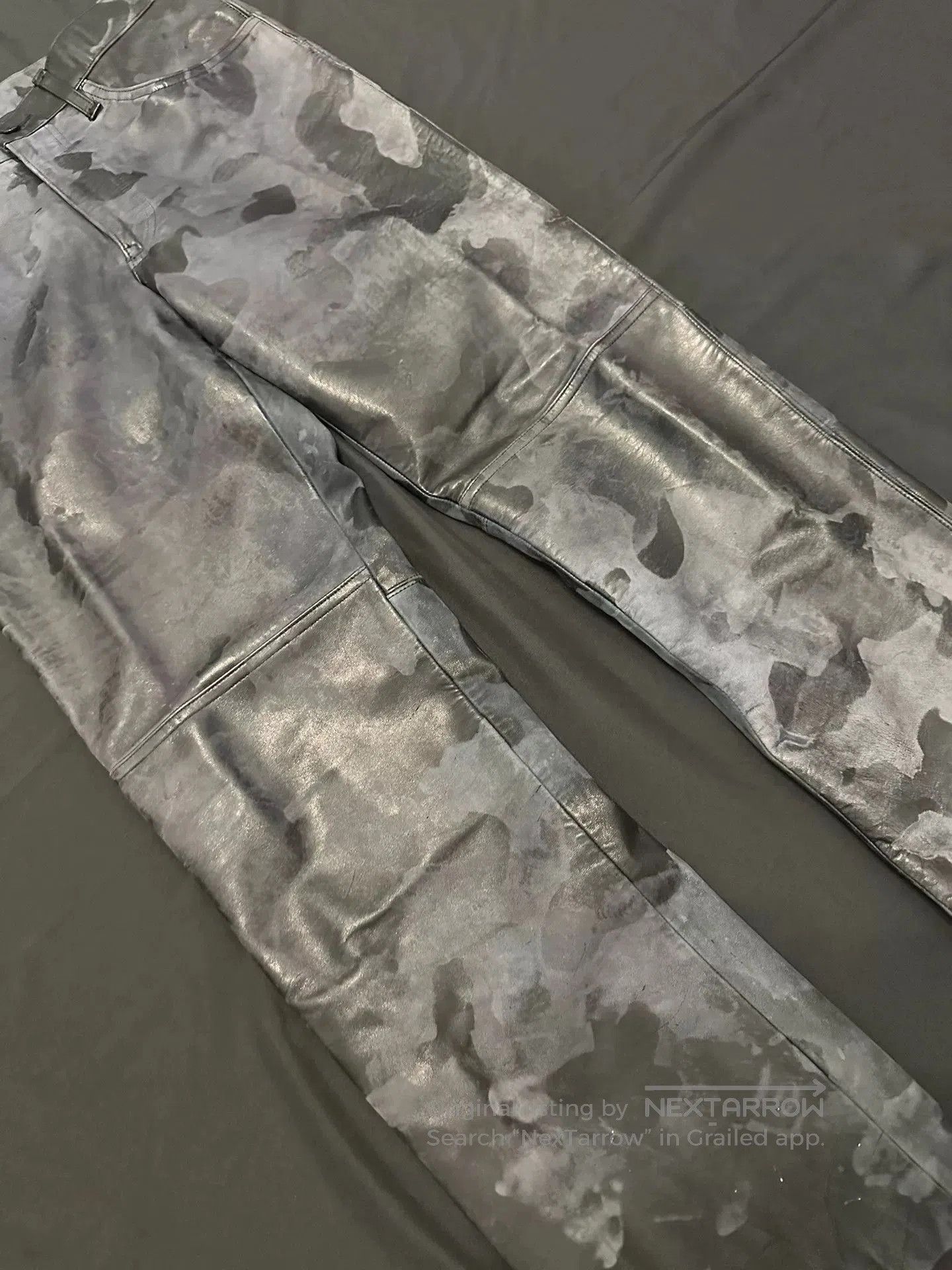 Vintage vintage 90s black camouflage leather pants. Size US 30 / EU 46 - 3 Thumbnail
