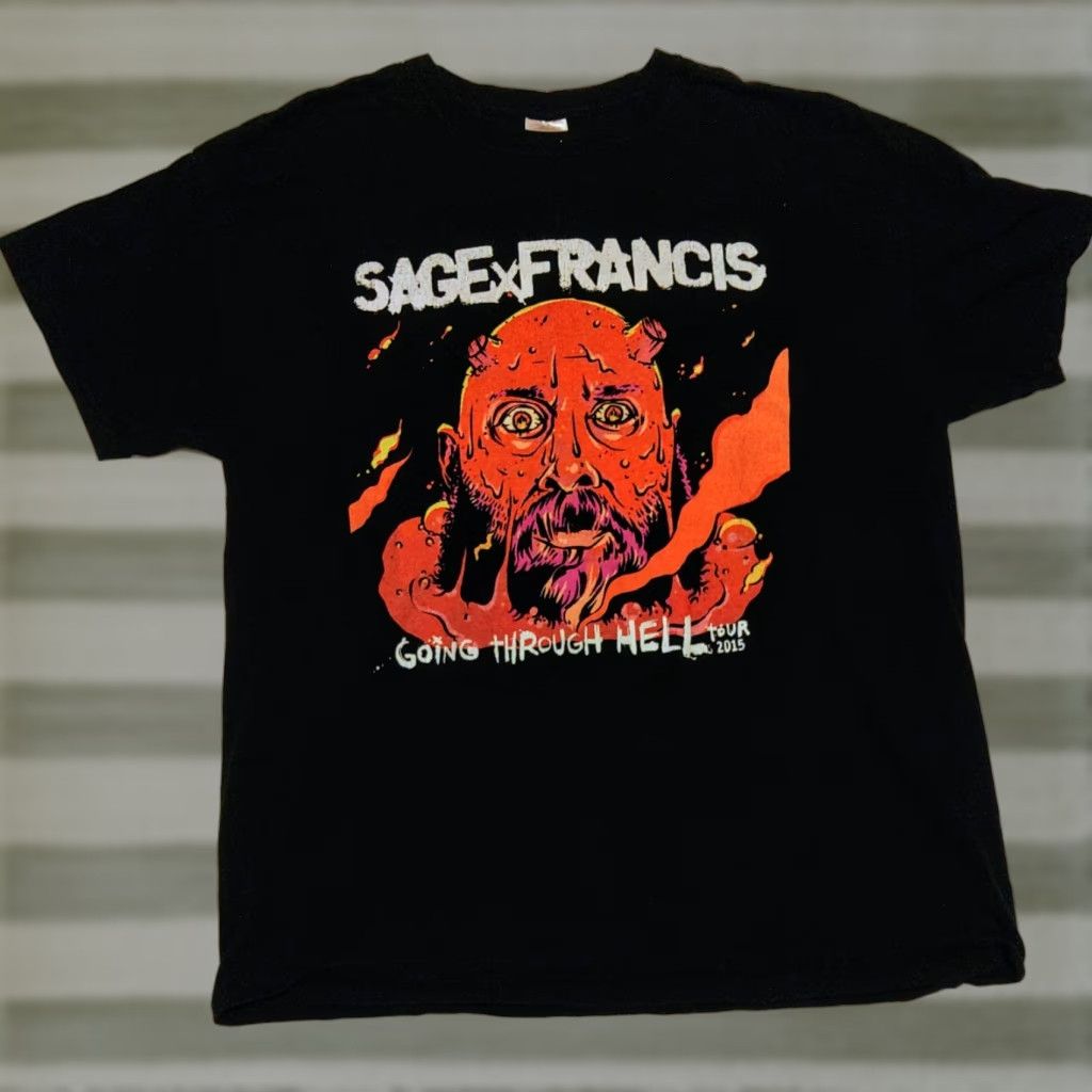 Vintage VINTAGE Sage Francis Going Thru Hell Tour T-shirt XL EUC EDAN RAP Black Crew Neck Short Sleeve 90s Hip Hop Indie Backp... Size US XL / EU 56 / 4 - 1 Thumbnail