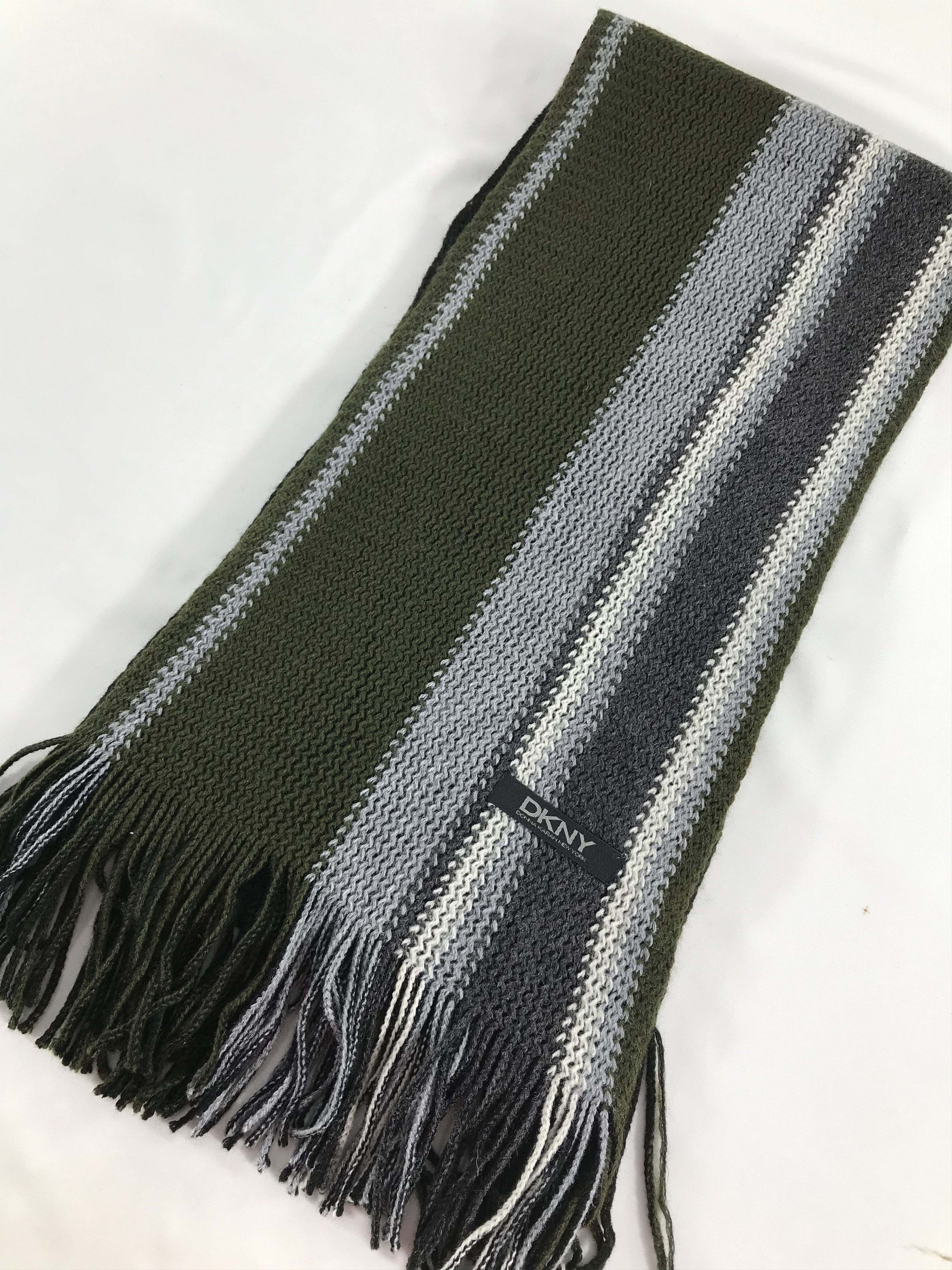 DKNY DKNY Striped Wool Scarf Muffler V483 Size ONE SIZE - 3 Thumbnail