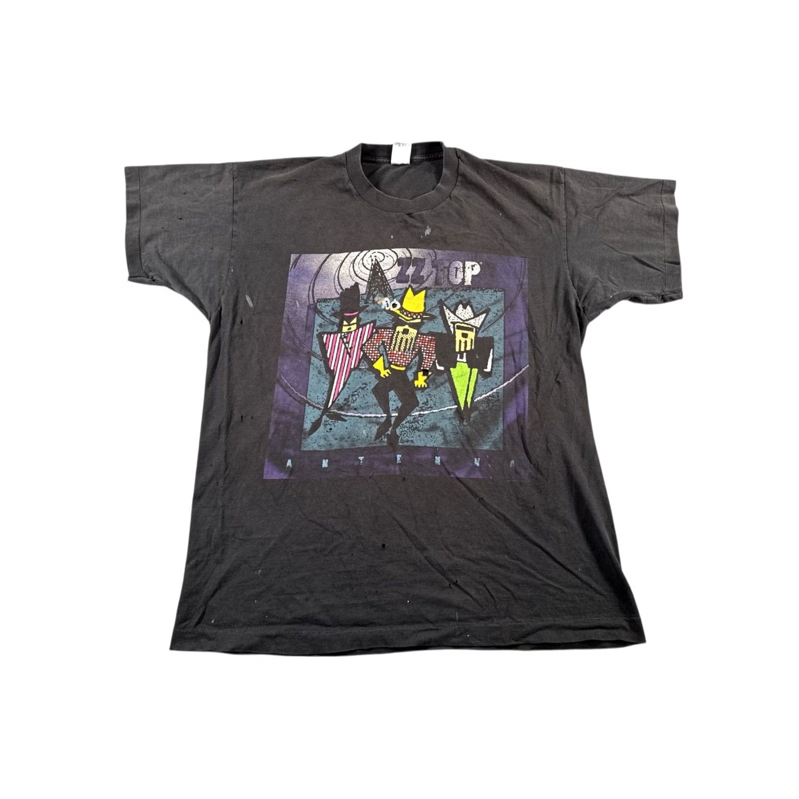 Fruit Of The Loom Vintage ZZ Top Antenna Shirt Mens Size XL Black Band World Tour 90s Distressed Size US XL / EU 56 / 4 - 2 Thumbnail