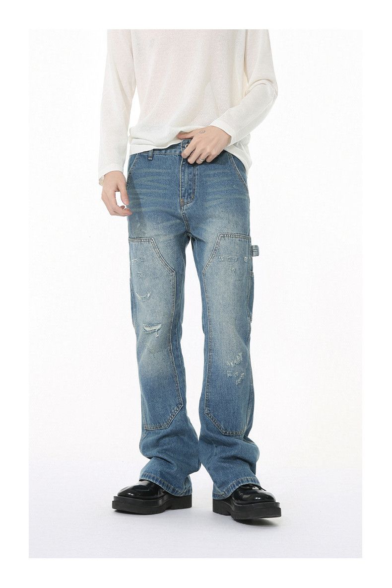 Japanese Brand Japanese style distressed patchwork flared cargo jeans Size US 32 / EU 48 - 2 Thumbnail