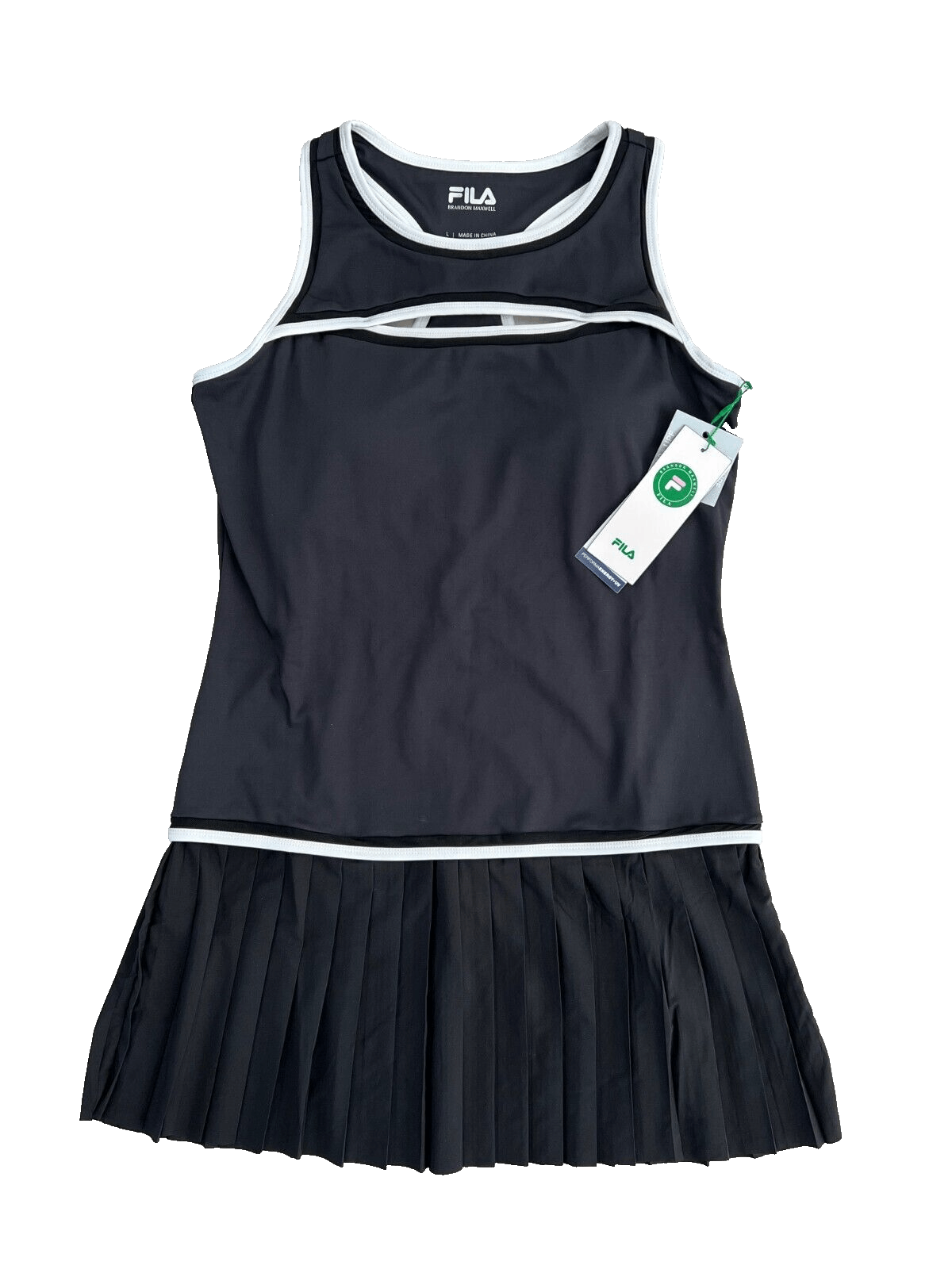 Fila x Brandon Maxwell Tennis Pleated Dress Navy L