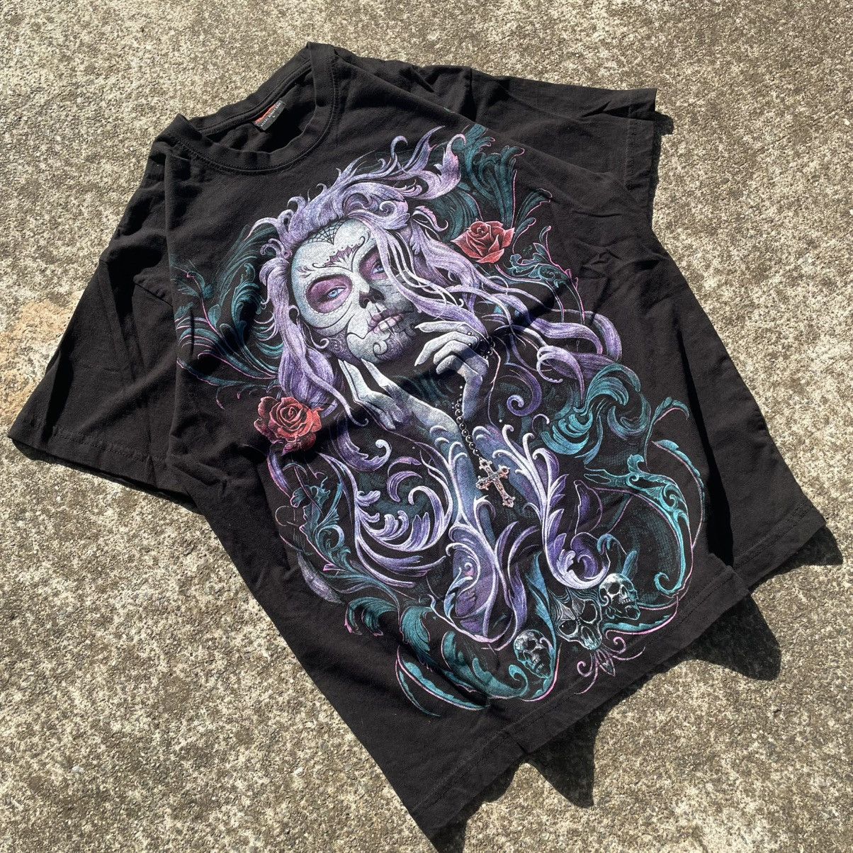 Vintage Vintage 2000’s Dead Girl Spiral AOP graphic t-shirt Size US L / EU 52-54 / 3 - 2 Thumbnail