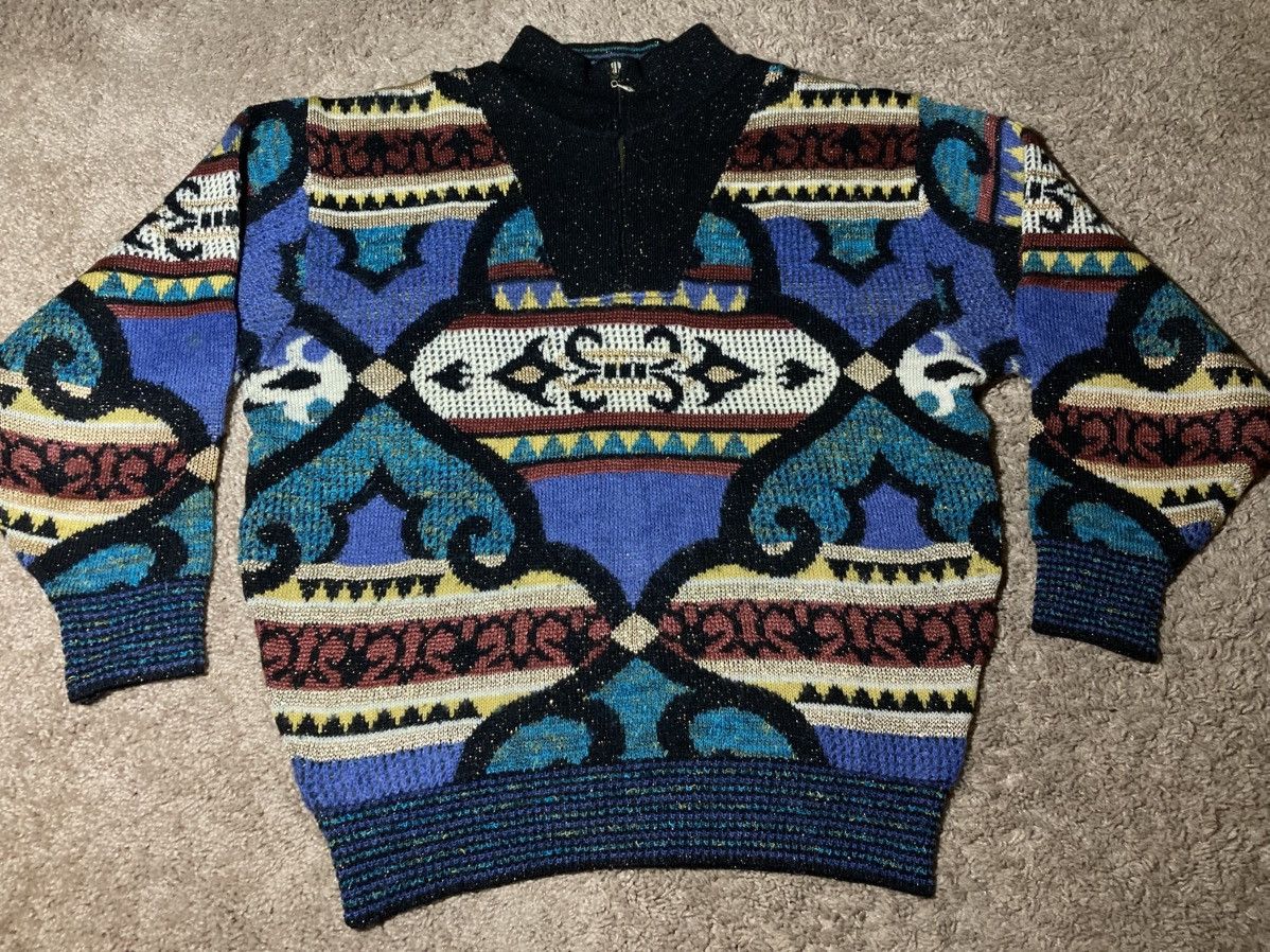 Yoshiyuki Konishi 90s Ficce Uomo Speckle Quarter Zip Ethnic Tribal Pullover Size US M / EU 48-50 / 2 - 2 Thumbnail
