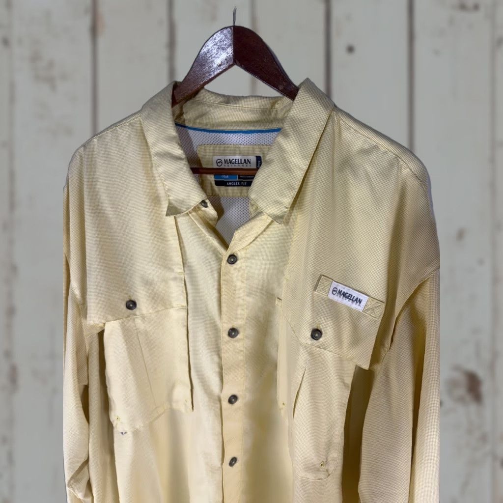 Vintage Magellan Outdoors Angler Fit Fish Gear Button Up Shirt Men’s 2XL Yellow/White Check Size US XXL / EU 58 / 5 - 1 Thumbnail