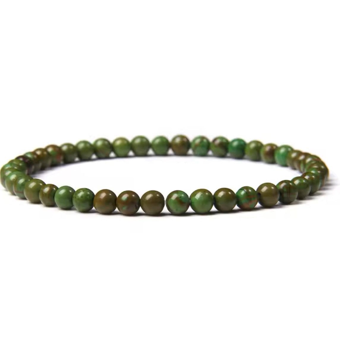 Jewelry Dark Green 4MM Reiki Natural Stone Beads Bracelet Size ONE SIZE - 2 Thumbnail