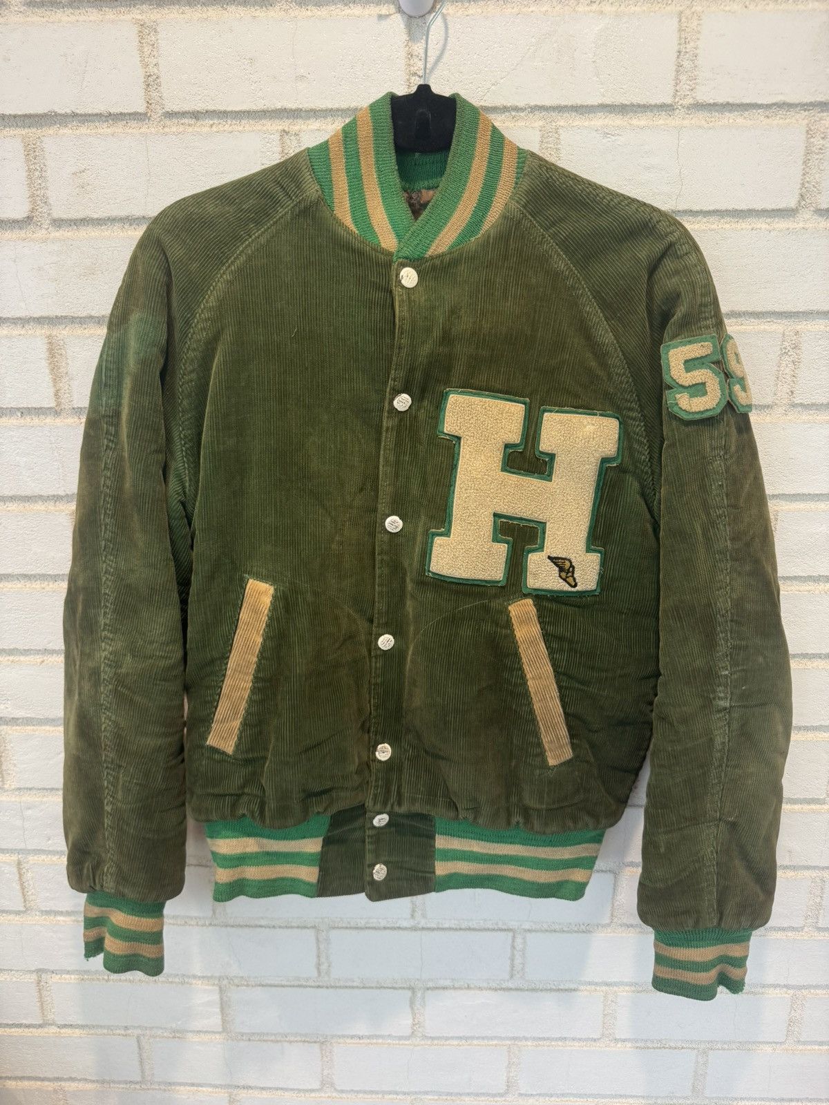 Vintage Vintage 1950s Green Corduroy Varsity Jacket Empire Size US M / EU 48-50 / 2 - 1 Thumbnail
