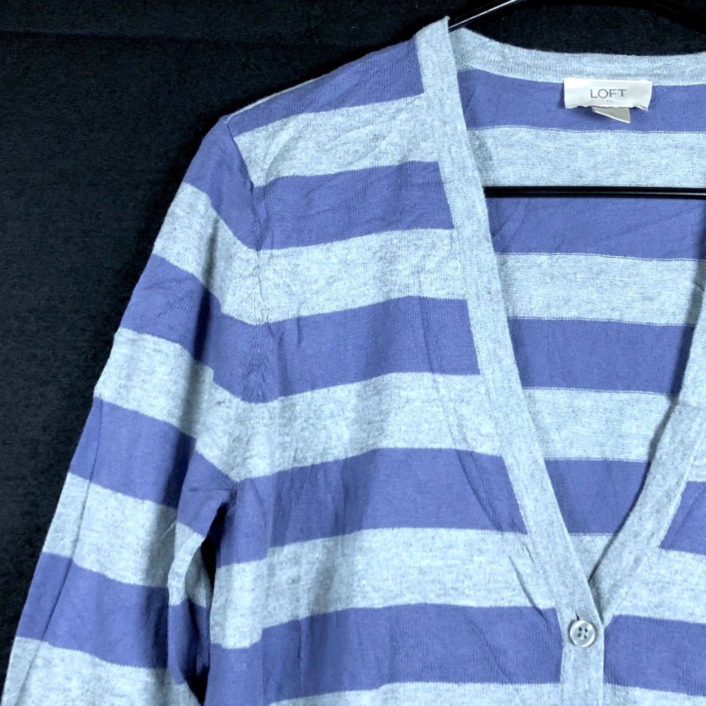 Loft Loft Cardigan Sweater Gray Purple Stripe Button Down XL Women's Knit V-Neck Casual Workwear Size XL / US 12-14 / IT 48-50 - 4 Thumbnail
