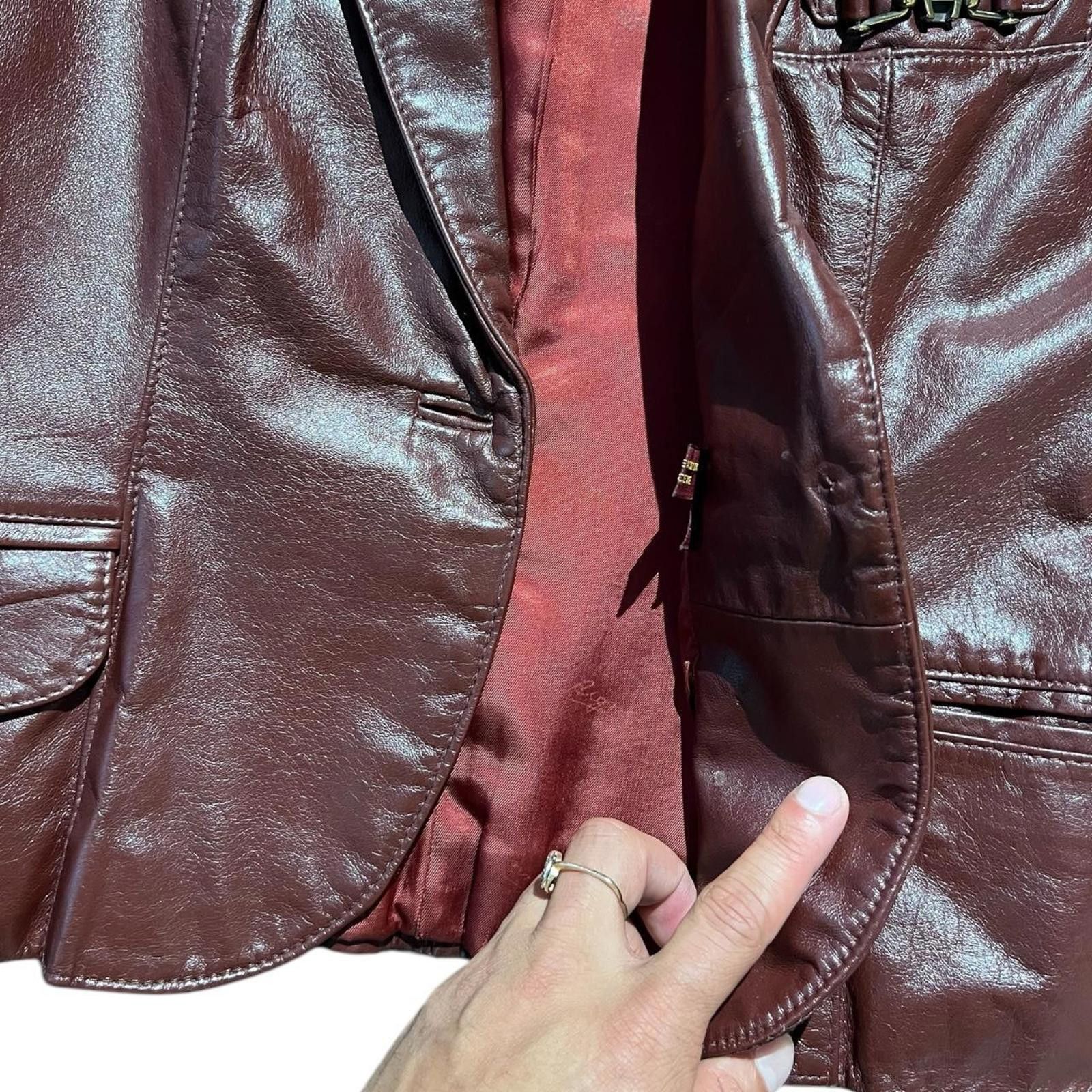 Aigner Vintage 70/80s Entienne Aigner Burgundy Leather Jacket Size S / US 4 / IT 40 - 4 Thumbnail