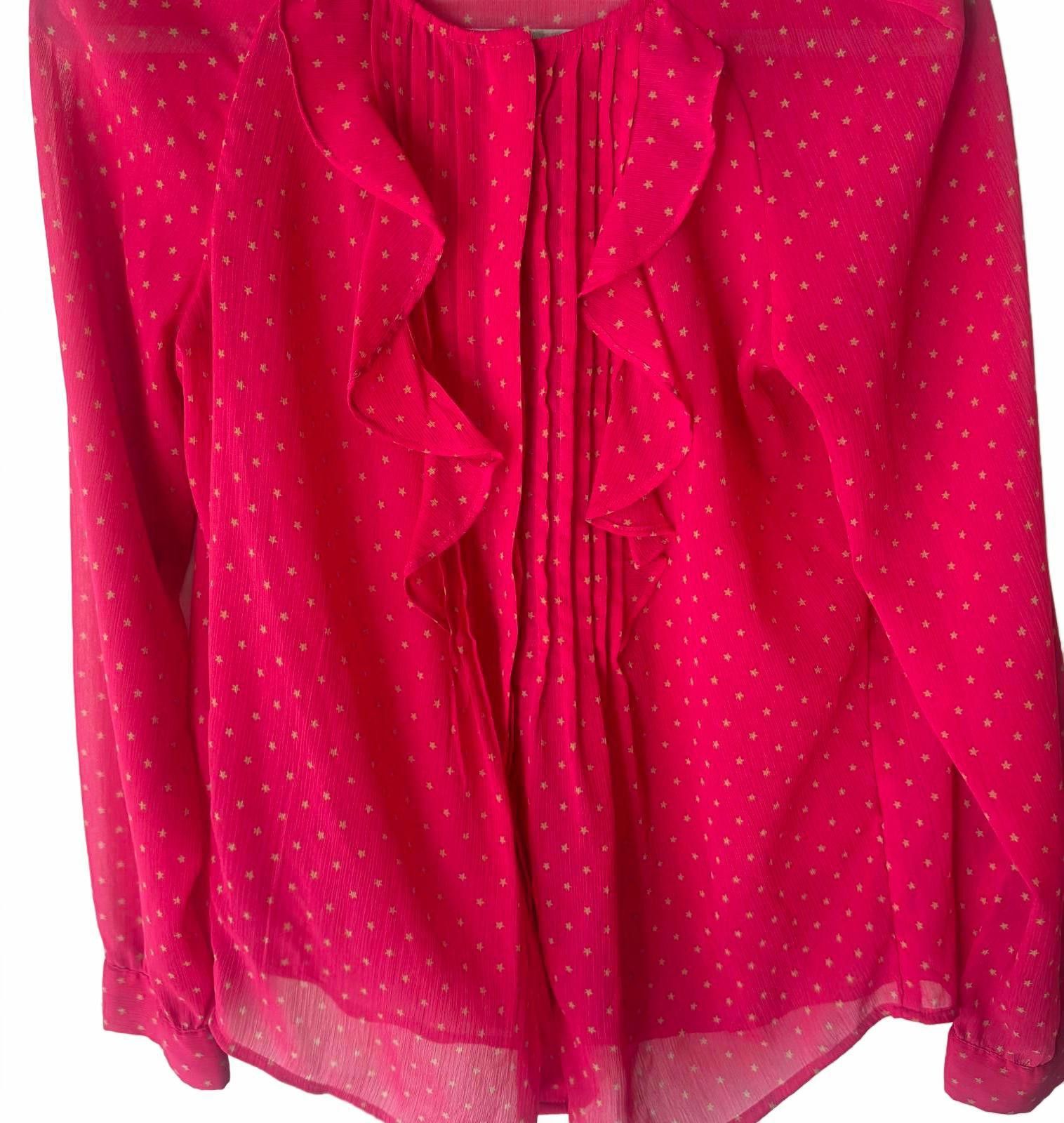 Other Ann Taylor LOFT Pink Ruffle Front Blouse Size S / US 4 / IT 40 - 3 Thumbnail