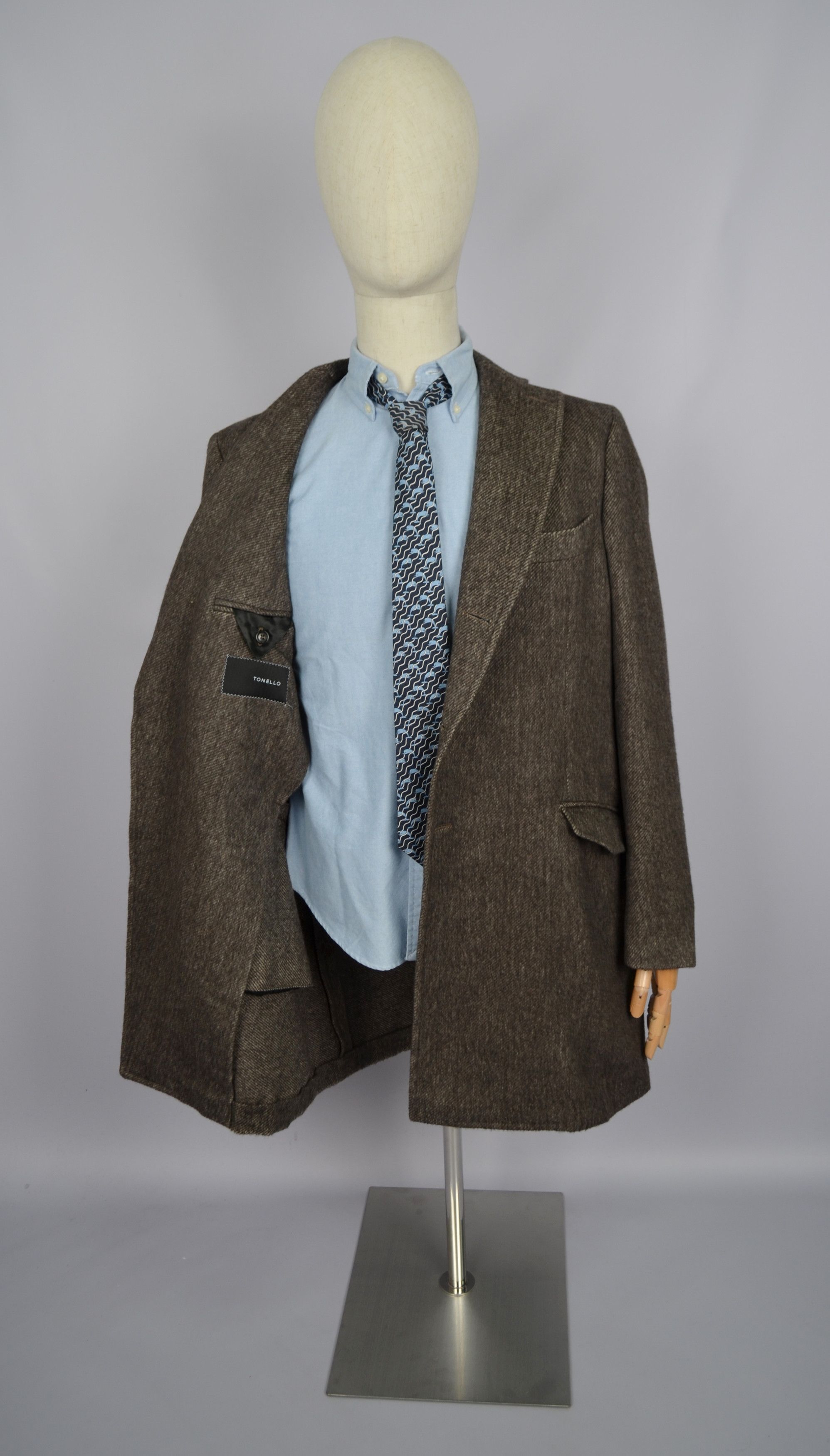Designer × Tonello Tonello Alpaca Wool Cashmere Herringbone Brown Coat 54/L Size US L / EU 52-54 / 3 - 7 Thumbnail