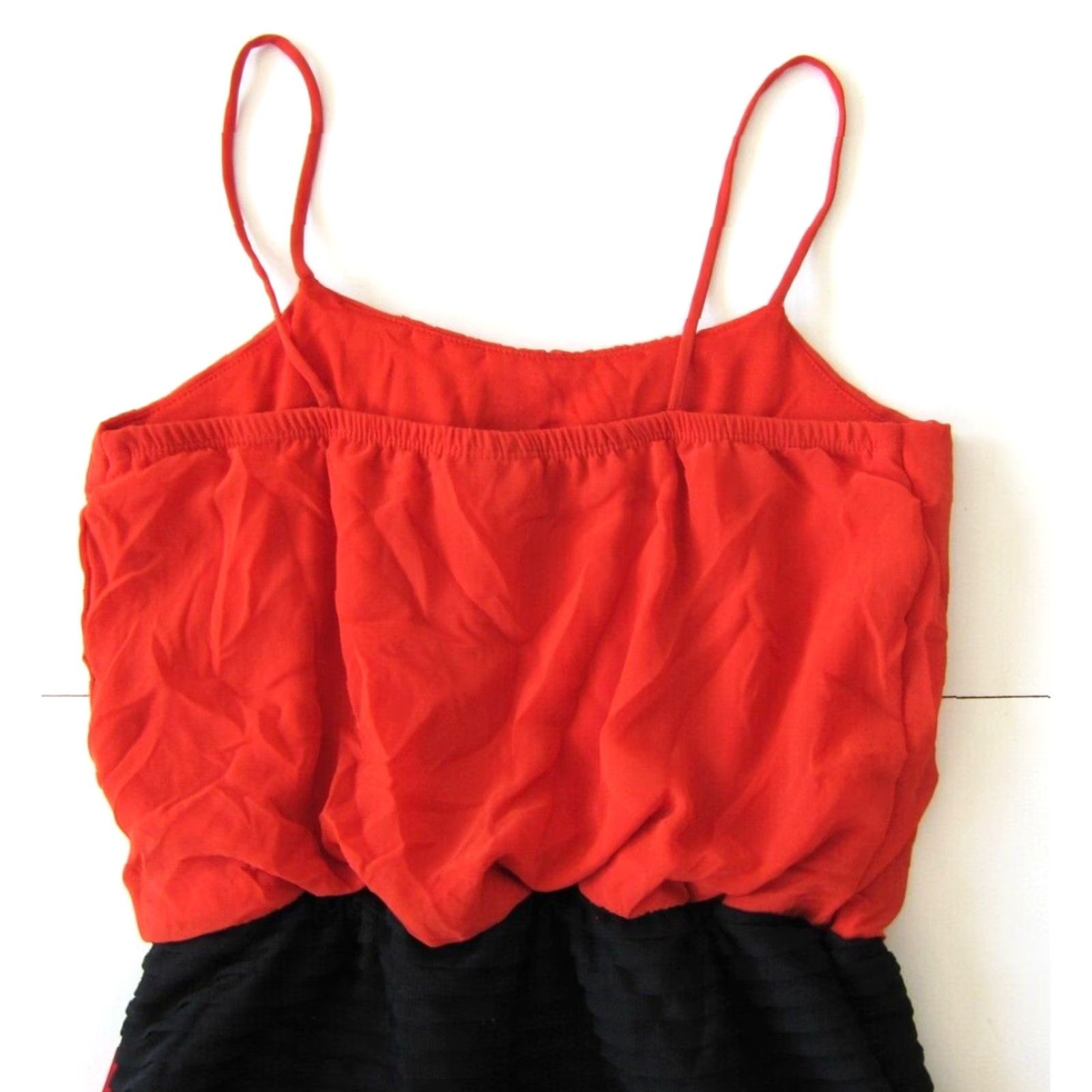 Vintage NWT En Focus Orange Satin Black Pleated Spaghetti Strap Maxi Tank Sun Dress 6 Size M / US 6-8 / IT 42-44 - 6 Thumbnail