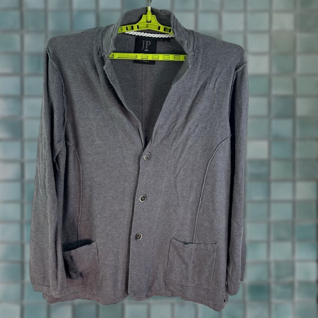 Vintage JP 1880 Cotton Cardigan Button-Up Pocketed Sweater Mens 5XL Gray Collared Shirt? Size US XXL / EU 58 / 5 - 1 Thumbnail