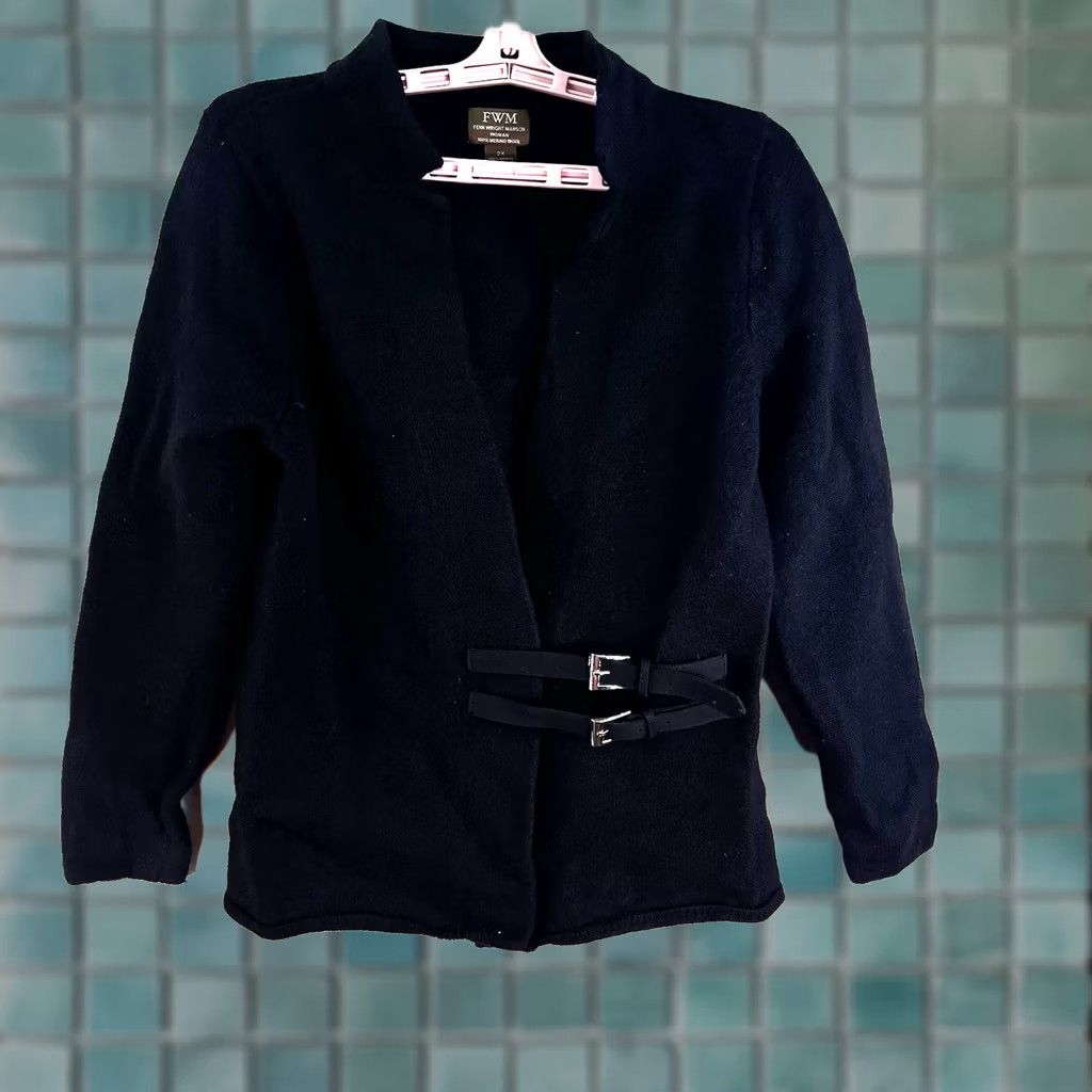Vintage VINTAGE Fenn Wright Manson Blazer Jacket 2X Black Wool Mid-Length Long Sleeve Button Crew/Notched Collar Womens Size XXL / US 16-18 / IT 52-54 - 1 Thumbnail