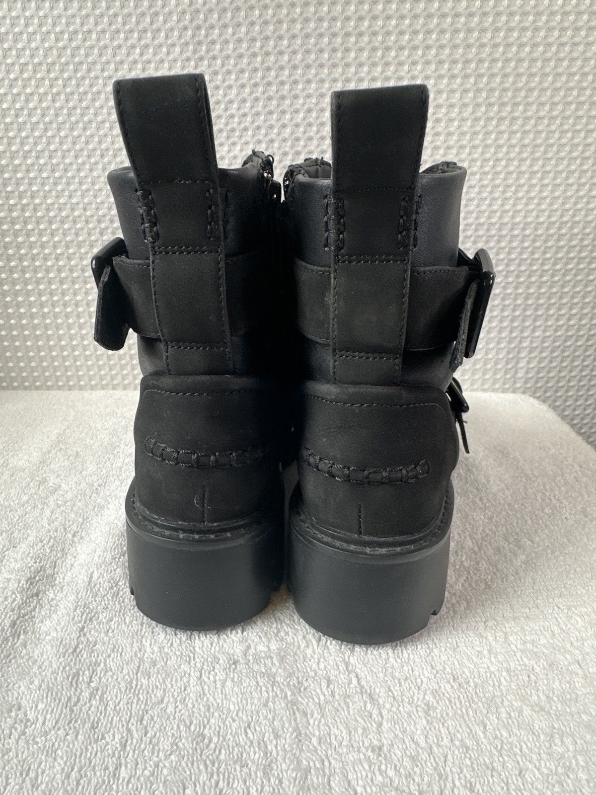 Ugg UGG Noe Black Leather Calf Hair Moto Combat Boots Size US 6 / IT 36 - 4 Thumbnail
