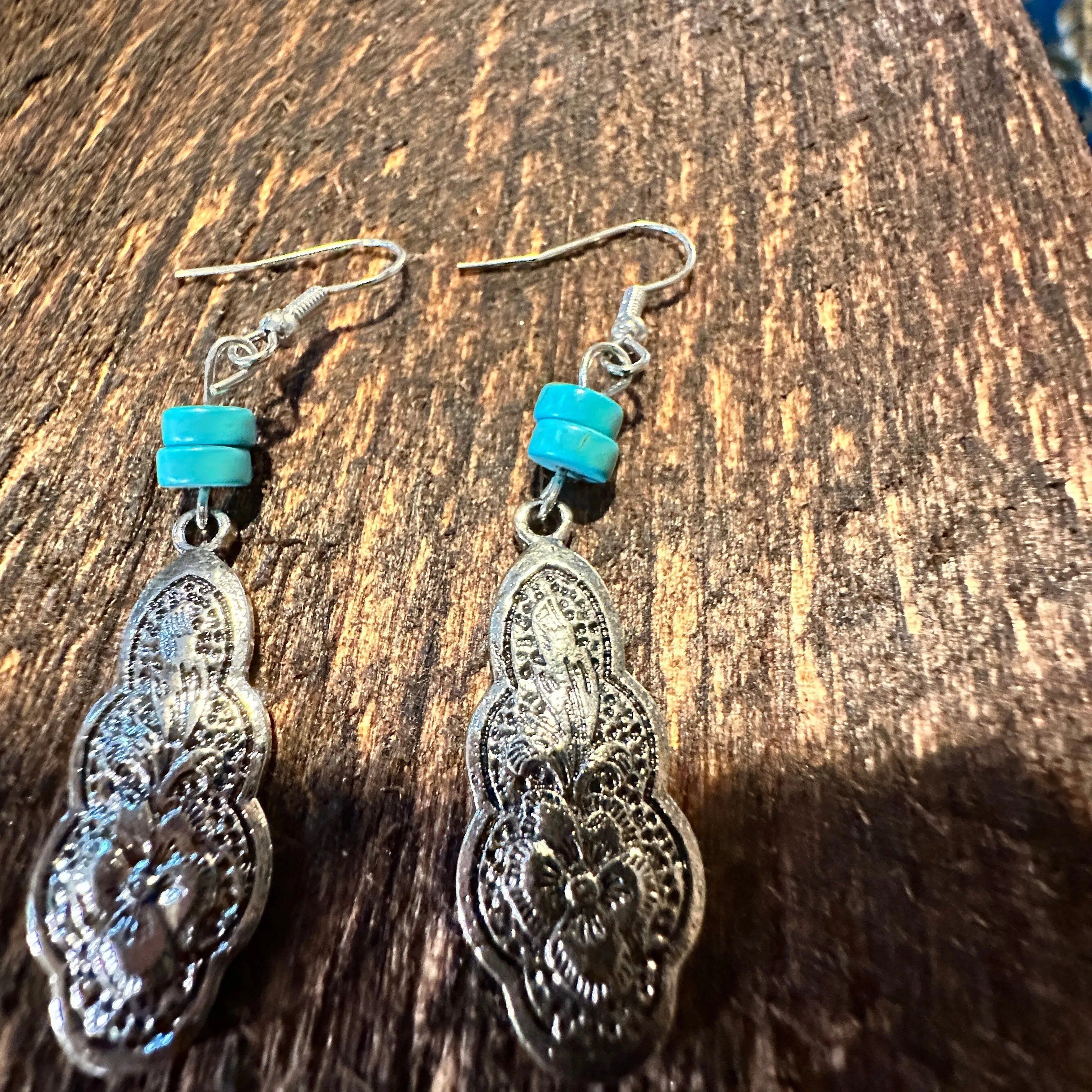 Other Boho Hippie Cowgirl Western Turquoise Silver Teardrop Earrin Size ONE SIZE - 5 Thumbnail