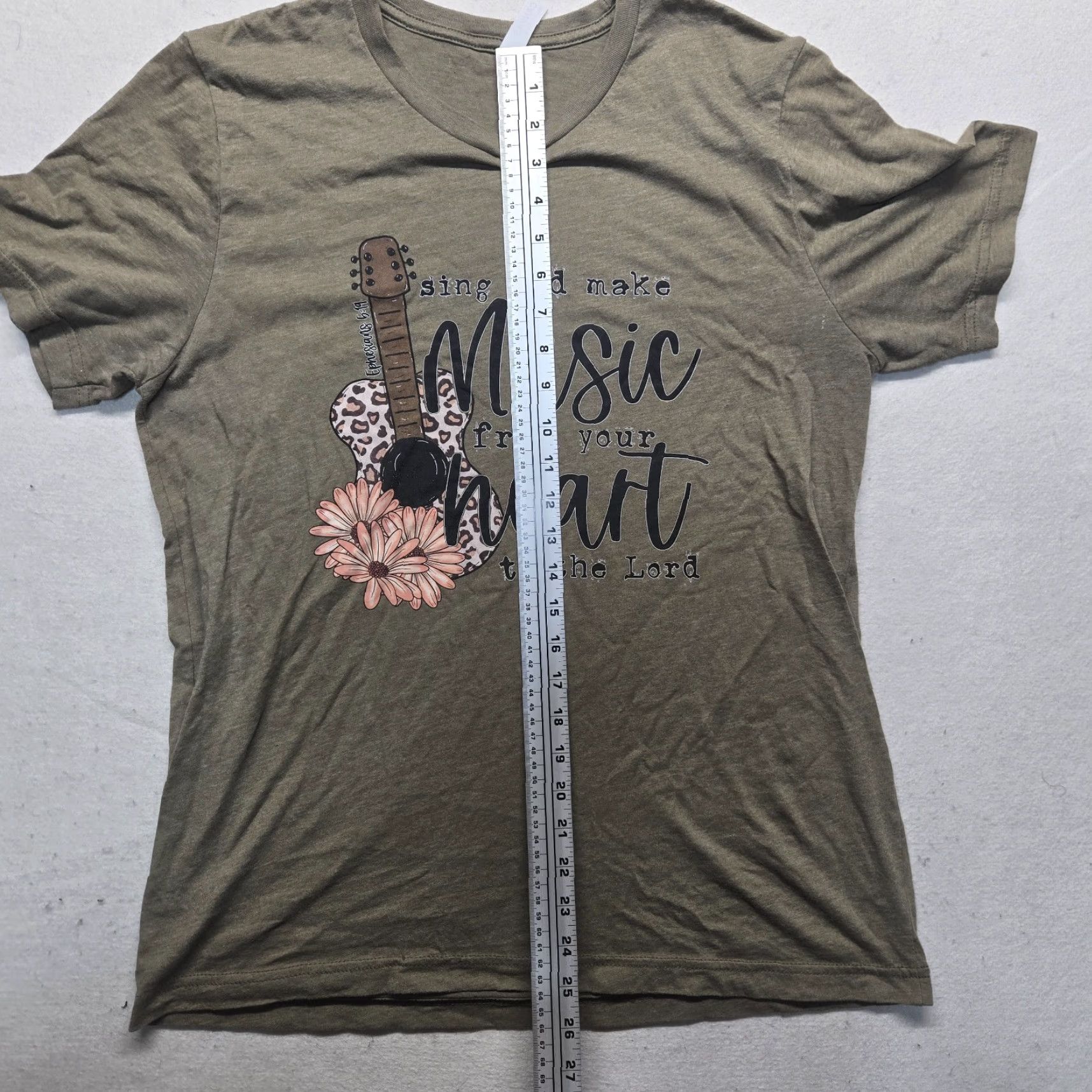 Vintage Christian T-Shirt Ephesians 5:19 Bible Verse Casual Short Sleeve Adult Women's Large Beige Size L / US 10 / IT 46 - 6 Thumbnail
