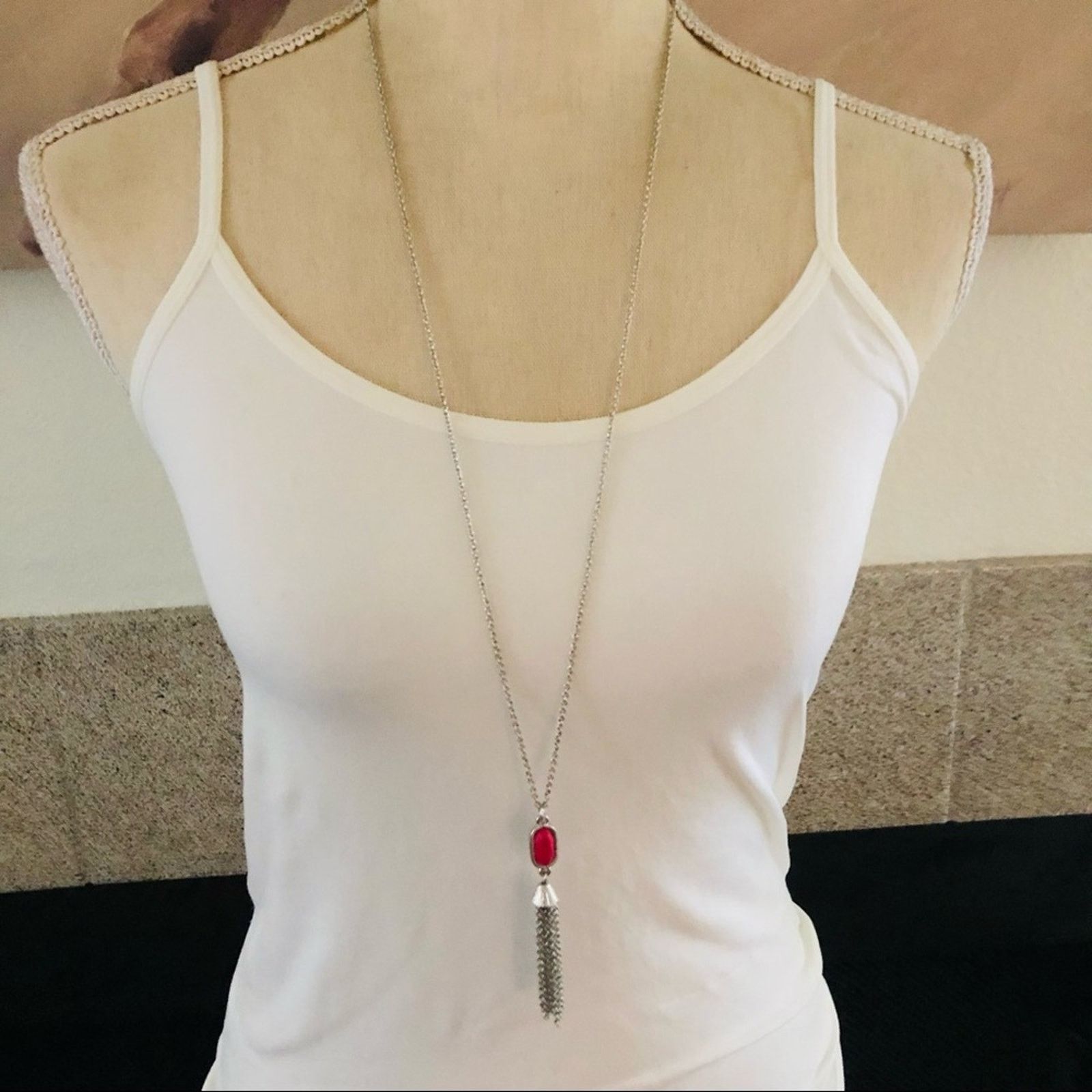 Jewelry Charming Charlie faceted pink stone tassel necklace Size ONE SIZE - 2 Thumbnail