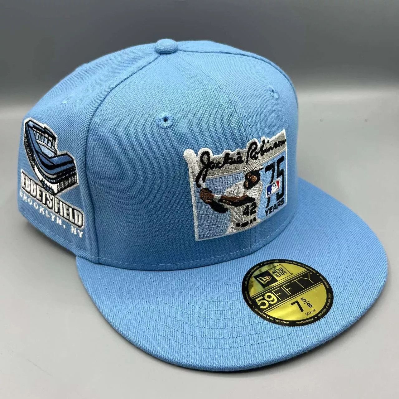 New Era Jackie Robinson 42 Hat Men 7 5/8 Blue 75th Years Fitted Cap Size ONE SIZE - 1 Thumbnail
