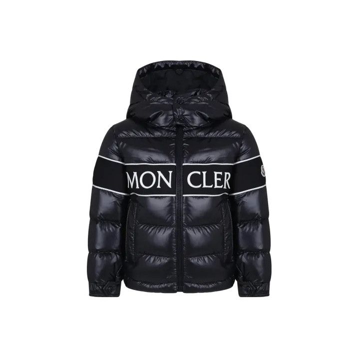 Moncler Moncler Kids FW23 Letter Print Hooded Puffer Jacket Size US XL / EU 56 / 4 - 1 Thumbnail