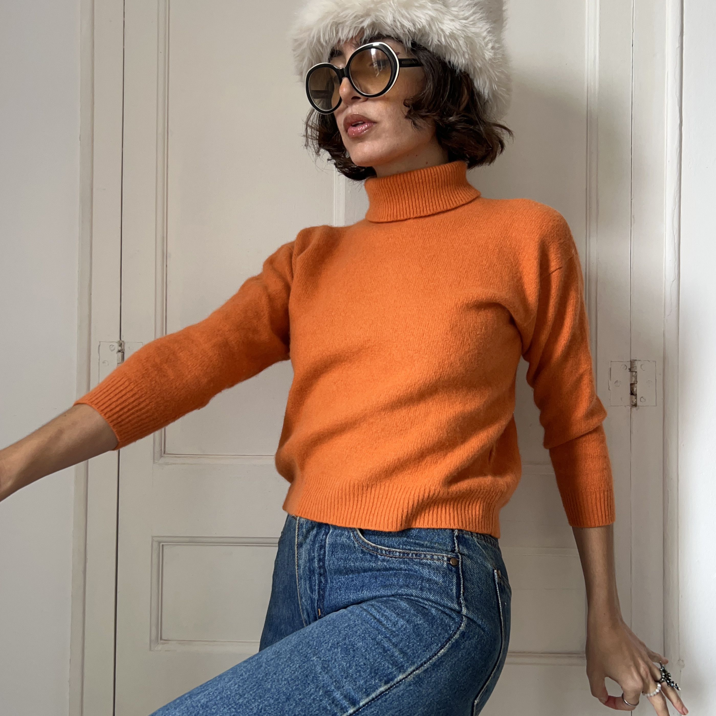 Vintage Vintage 70s Orange Turtleneck Sweater Size S / US 4 / IT 40 - 4 Thumbnail