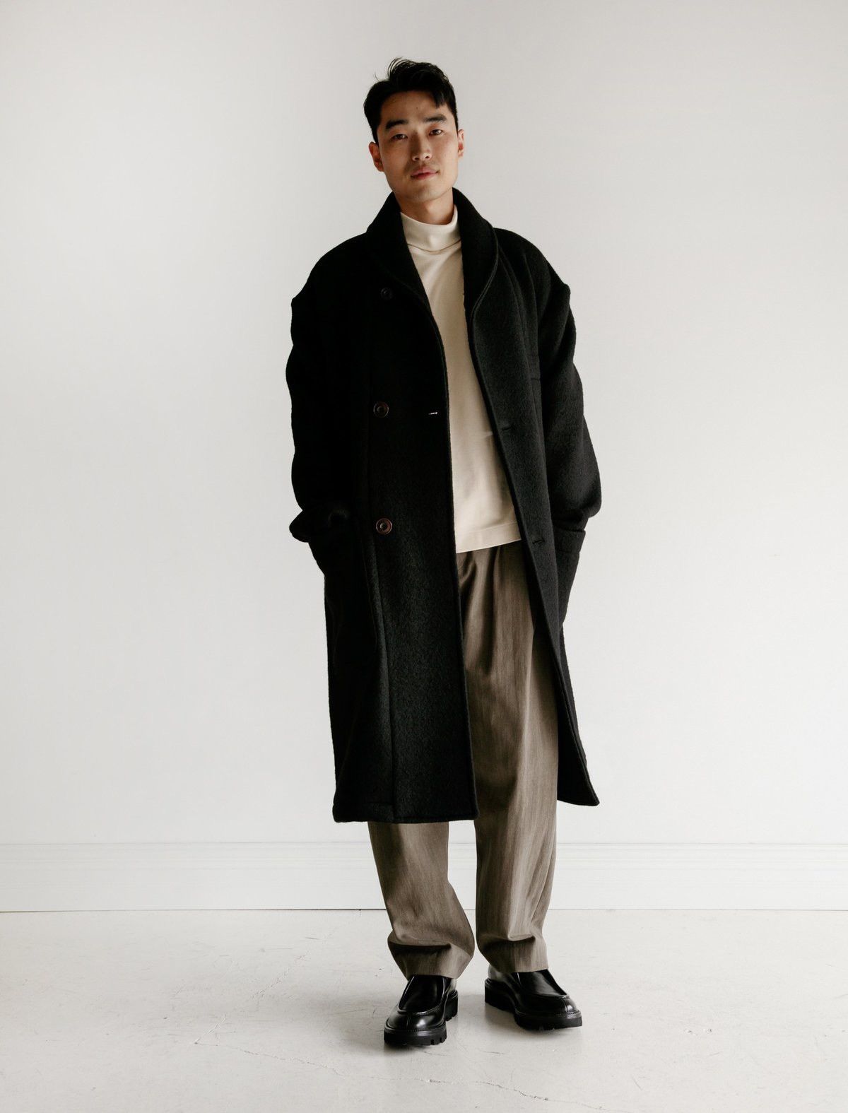 Lemaire Kaftan Coat in Black Melton Wool Grailed