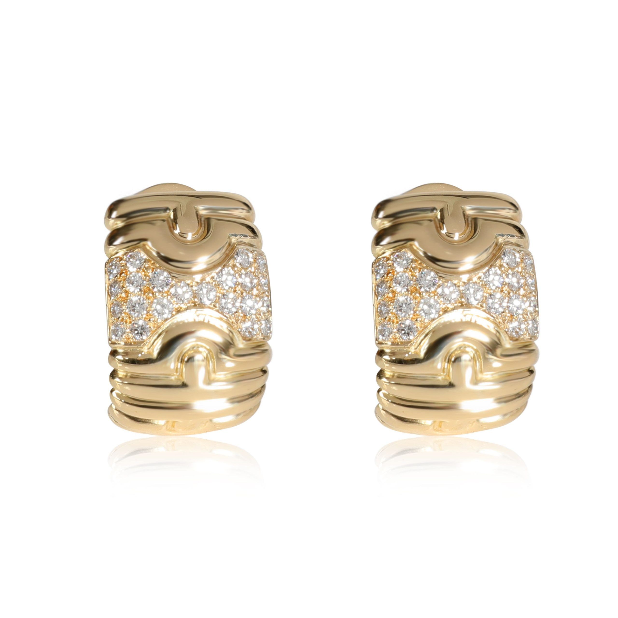 image of Bvlgari Parentesi Diamond Earrings In 18K Yellow Gold 1.1 Ctw, Women's