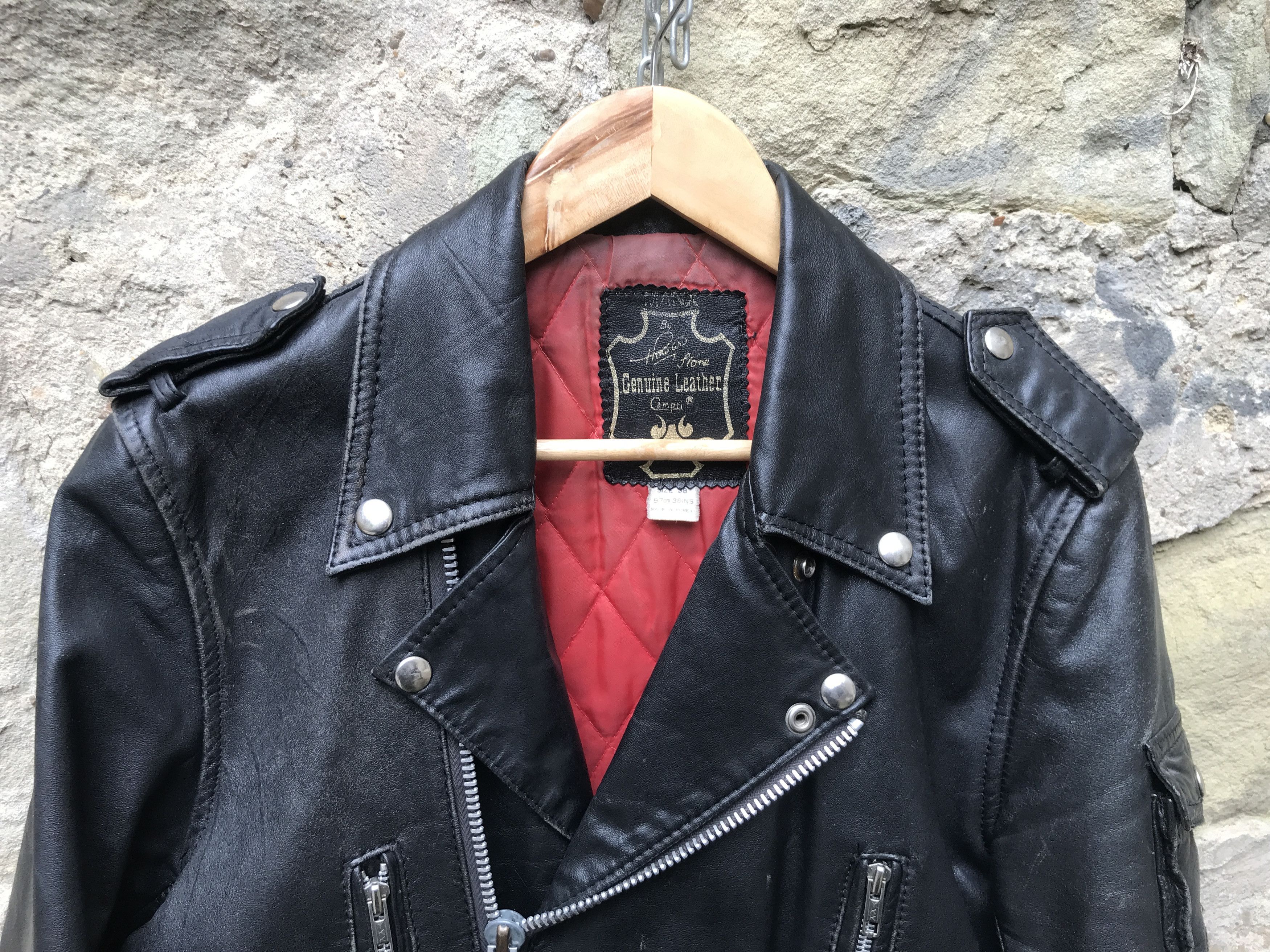 Vintage Rare 80s CAMPRI MANX Leather Biker Jacket PUNK HARDCORE Size US M / EU 48-50 / 2 - 5 Thumbnail