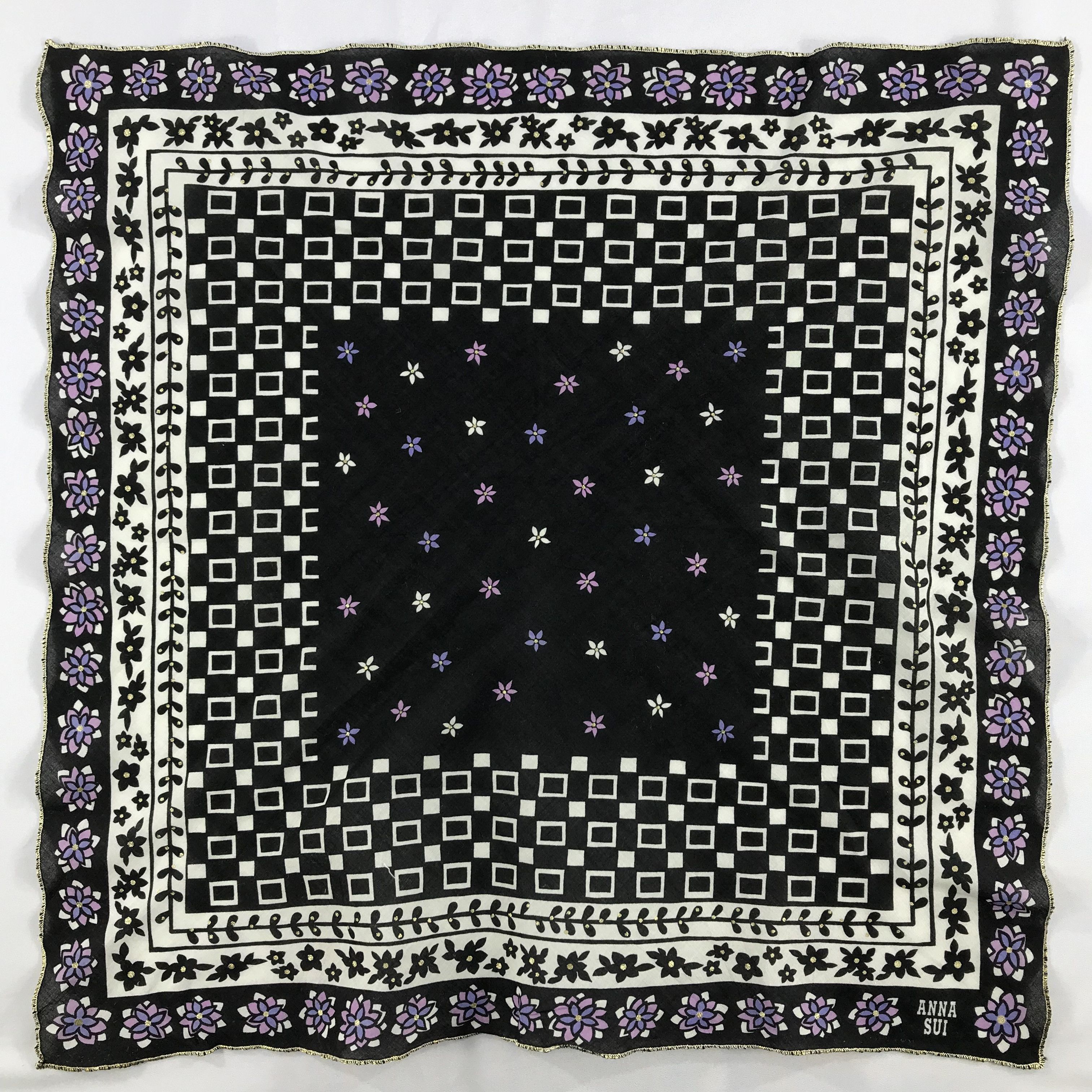 Anna Sui × Vintage Anna Sui Bandana / Handkerchief / Neckerchief - S2671 Size ONE SIZE - 1 Thumbnail