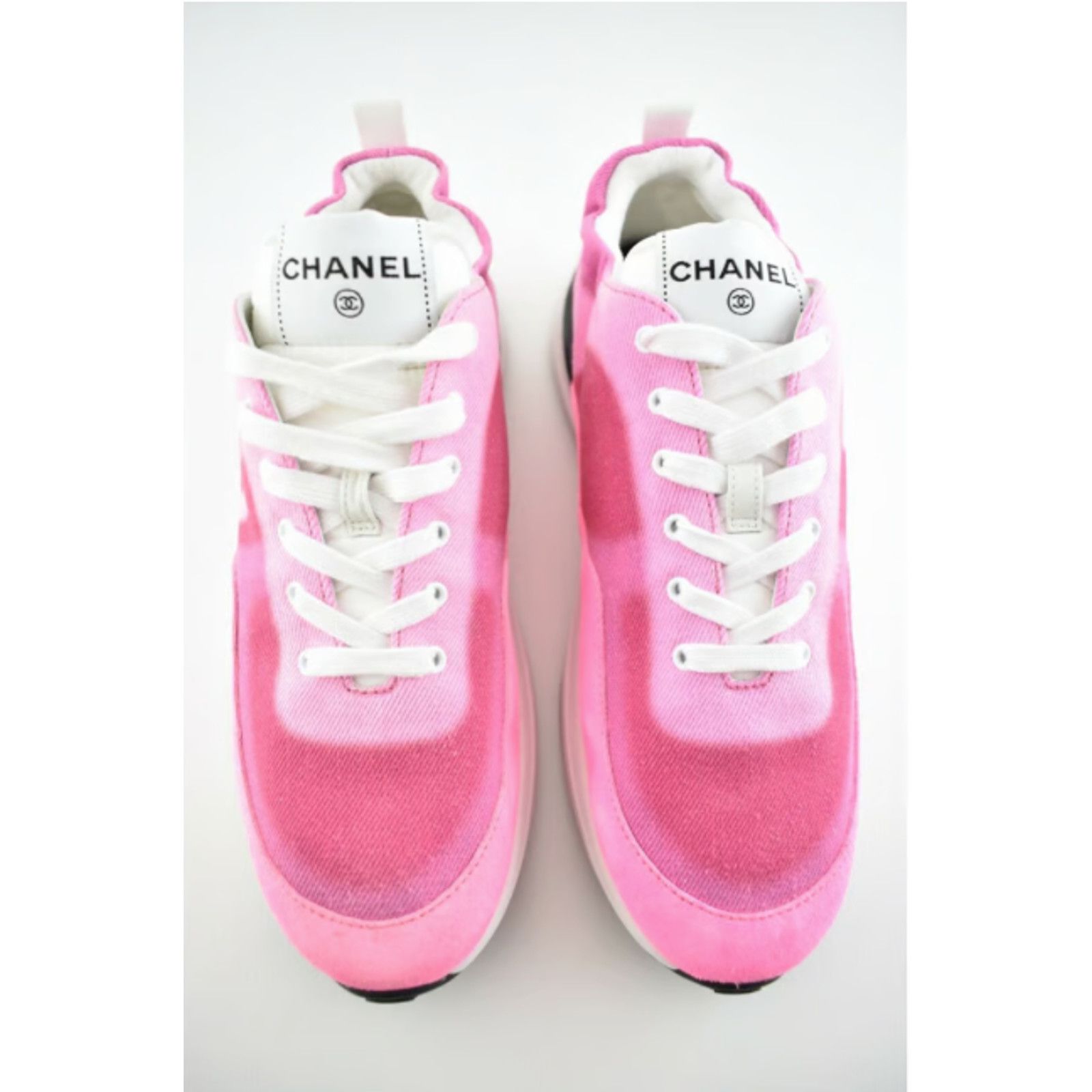 Chanel 21S CC Logo Lace Up Tie Low Top Trainer Sneaker 37 Size US 7 / IT 37 - 6 Thumbnail