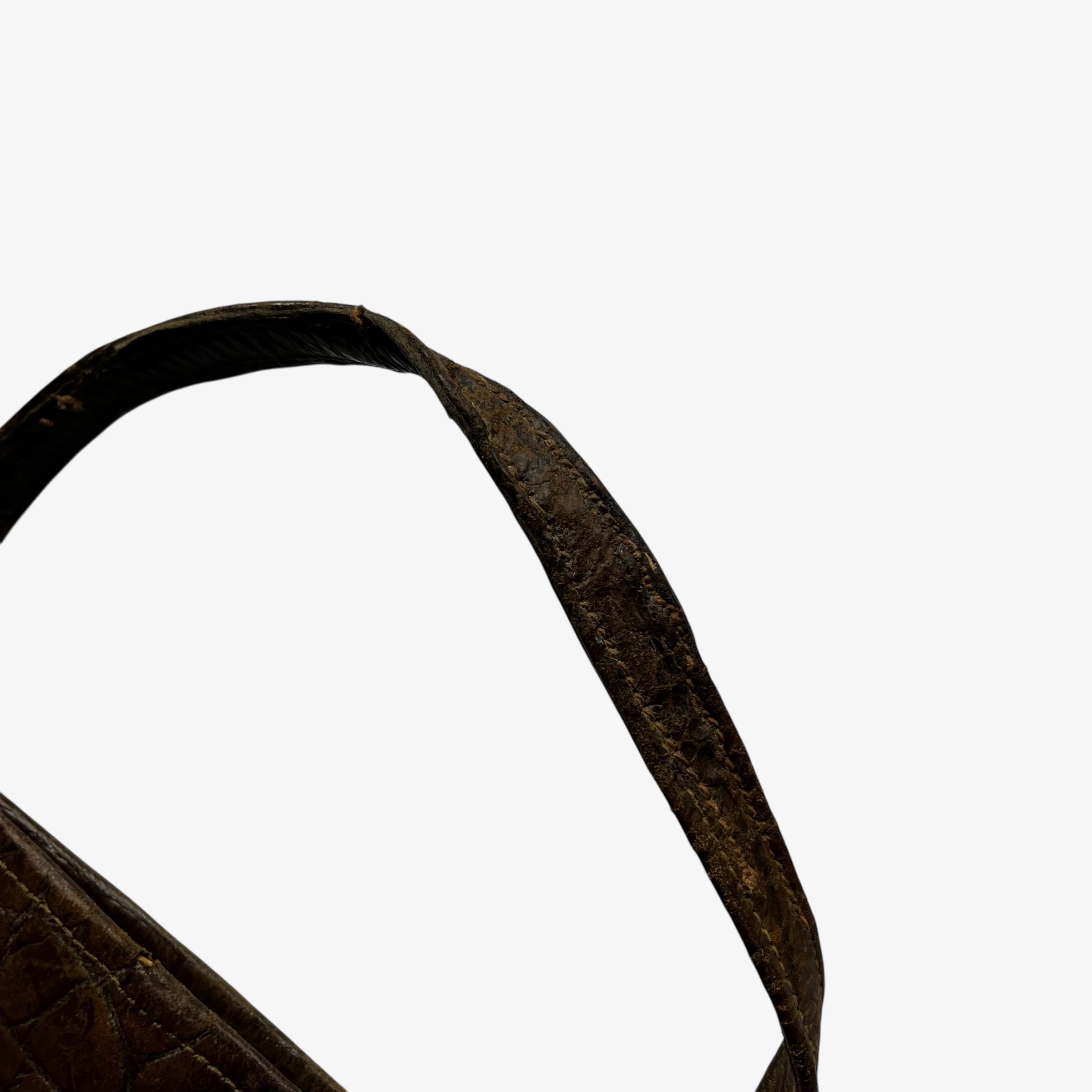 Other Vintage 1950s Crocodile Embossed Brown Leather Shoulder Bag Size ONE SIZE - 11 Thumbnail