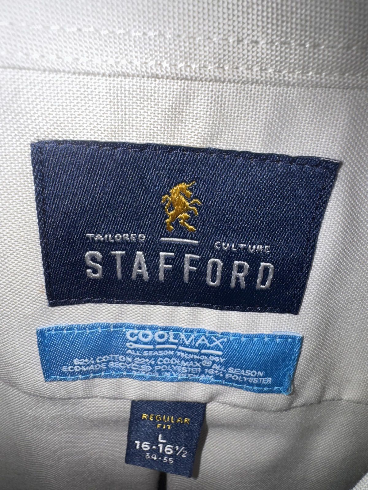 Stafford Stafford Men's Long Sleeve Dress Shirt Regular Fit Size L 16 Size 42R - 3 Thumbnail