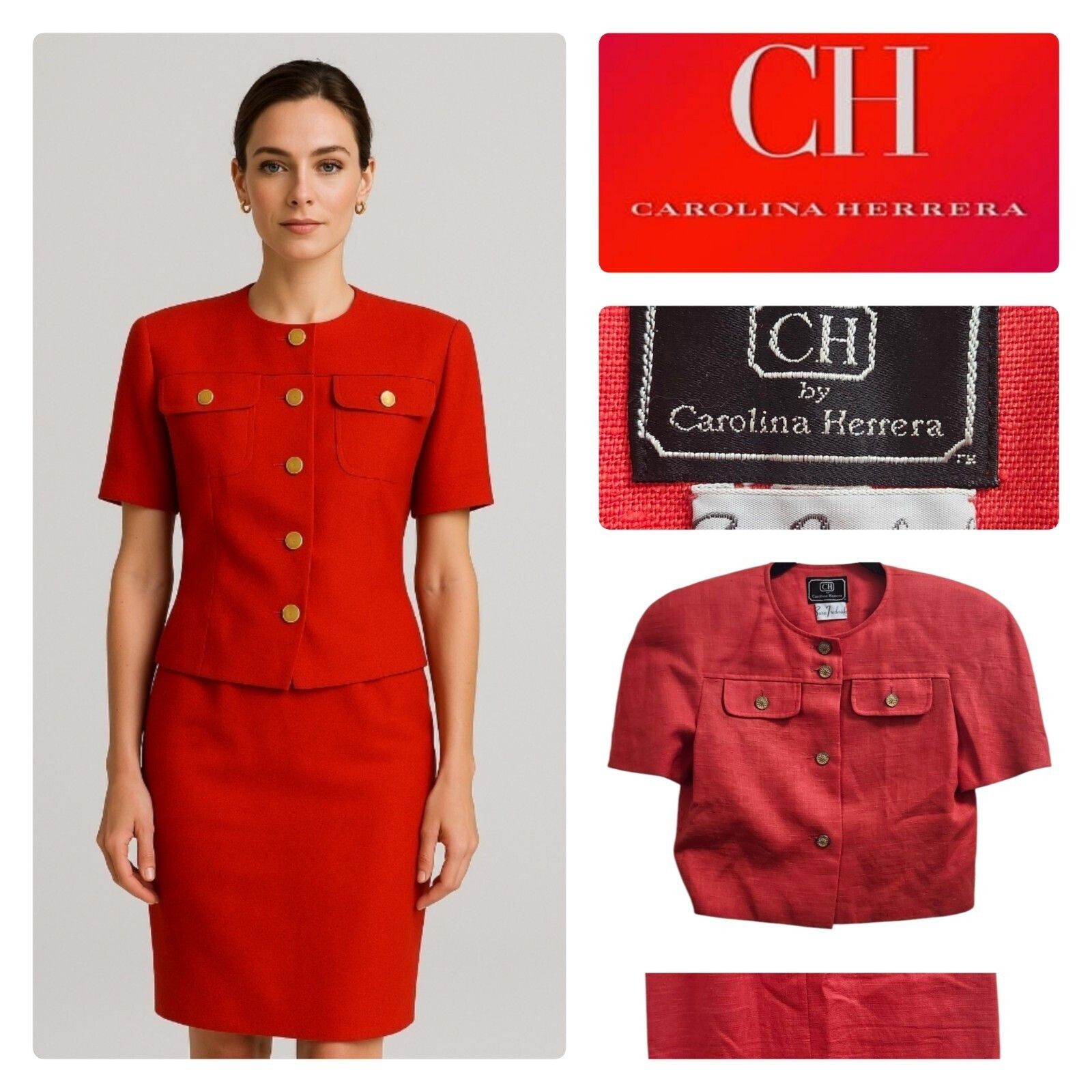 Carolina Herrera VINTAGE 80s CAROLINA HERRERA Designer suit Linen Size 6 Size M / US 6-8 / IT 42-44 - 17 Thumbnail