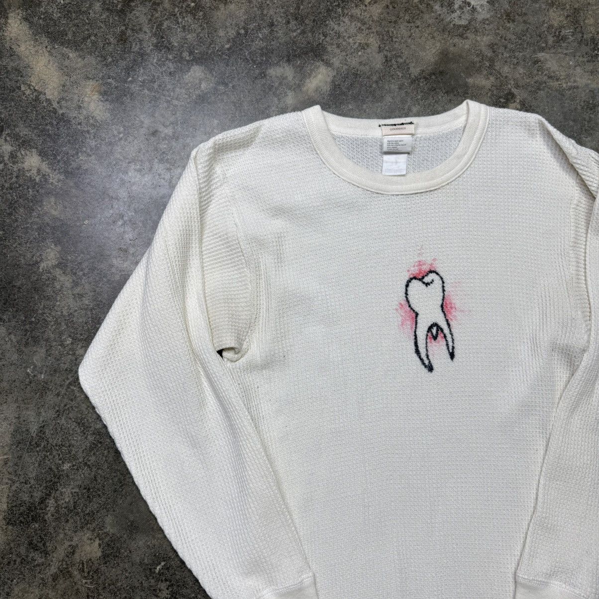 vintgae custom tooth waffle knit thermal longsleeve shirt